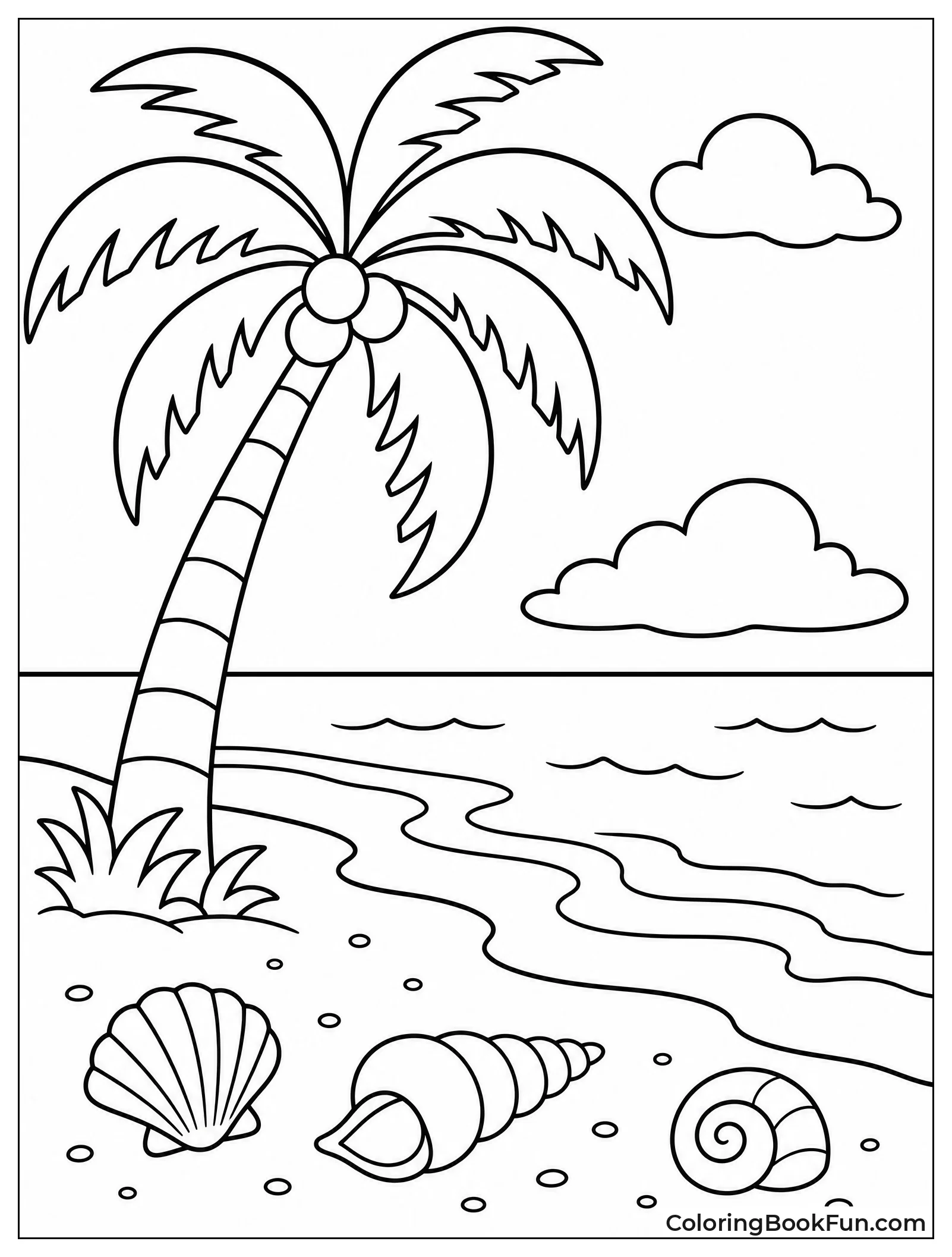 Palm Tree Leans over Waves