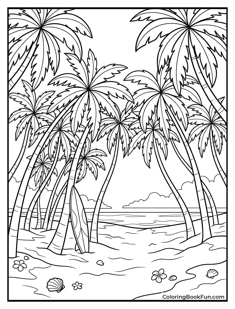 Grove of Leaning Palm Trees