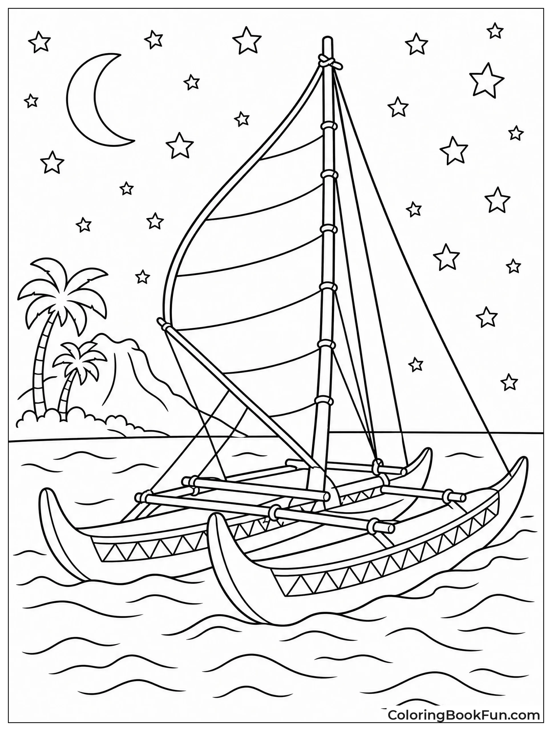 Canoe Sails under Stars