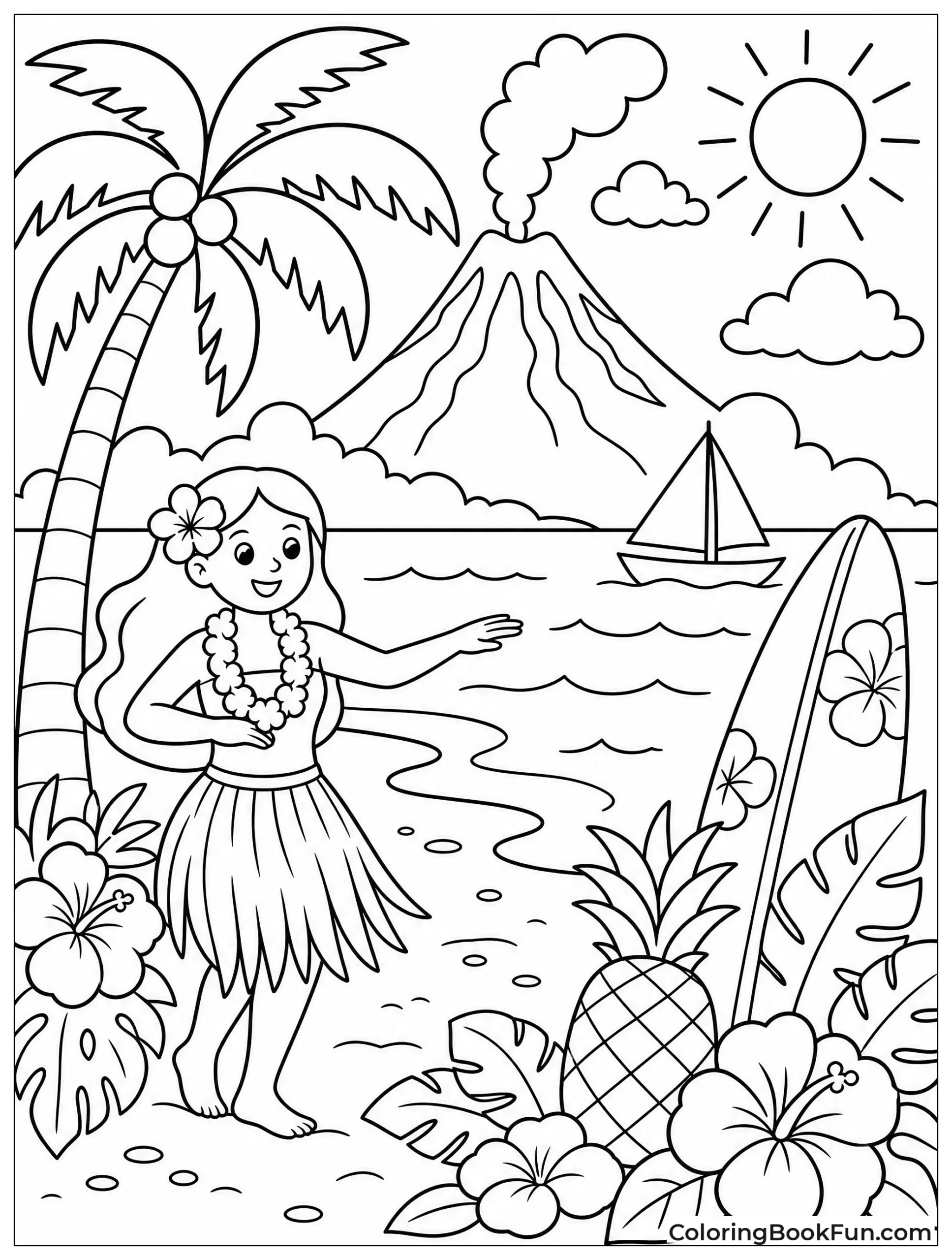 Tropical Island with Volcano