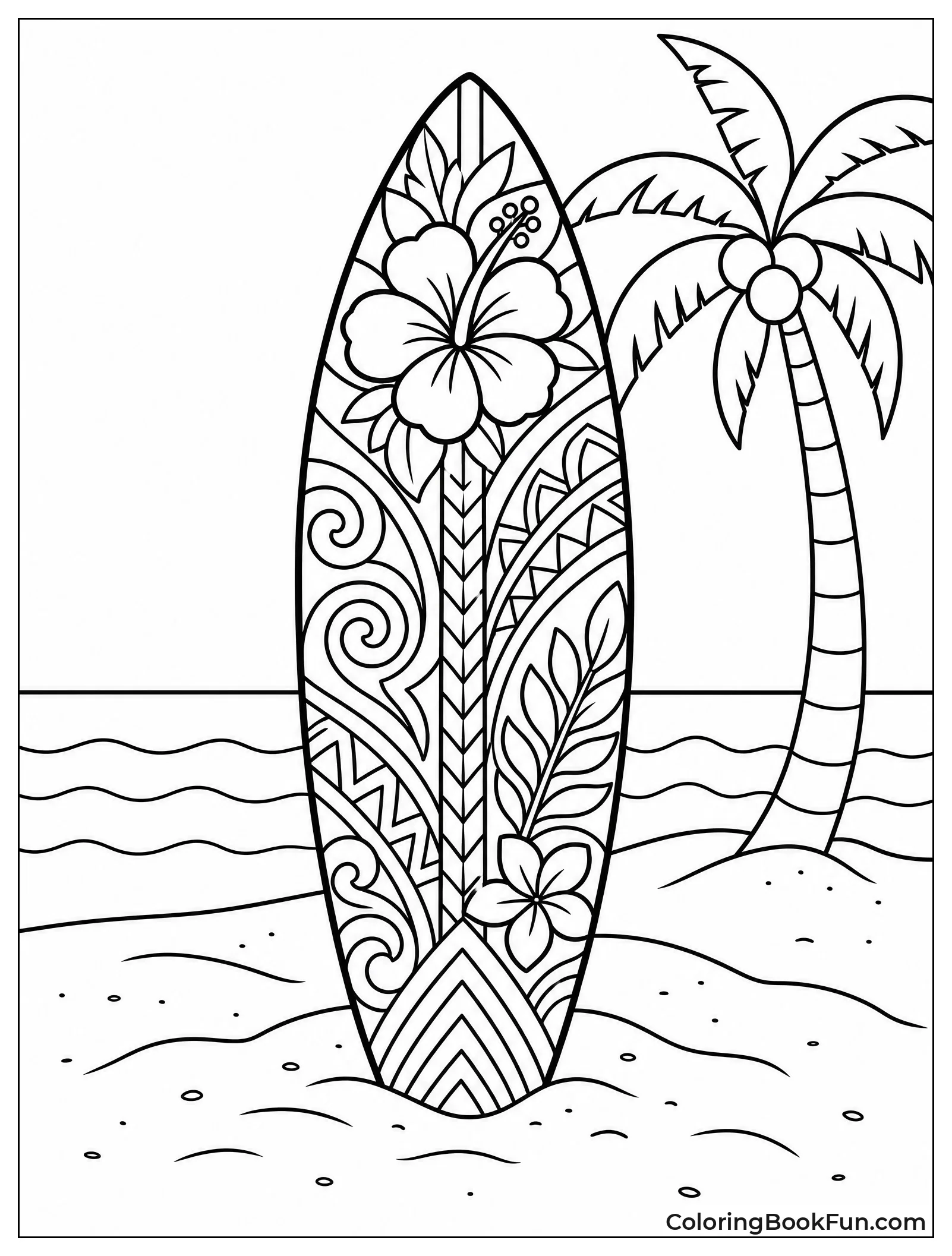 Surfboard with Zentangle Patterns