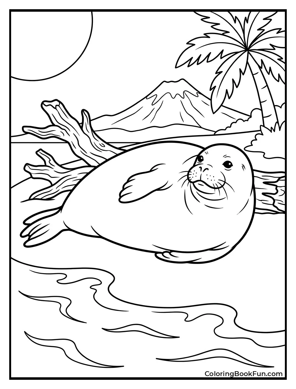 Seal Sunbathes on Sandy Beach