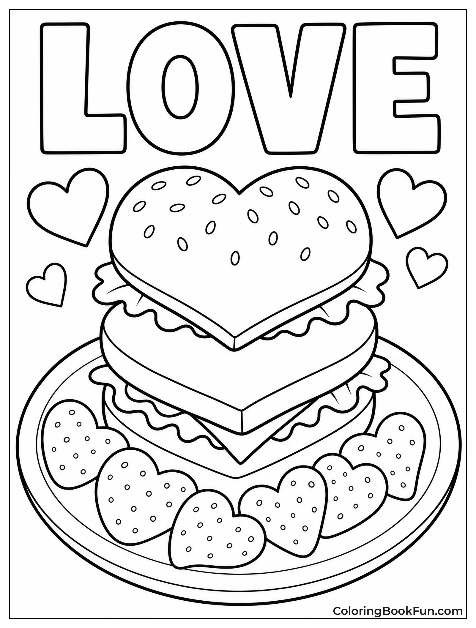 Heart Shaped Burger and Chips