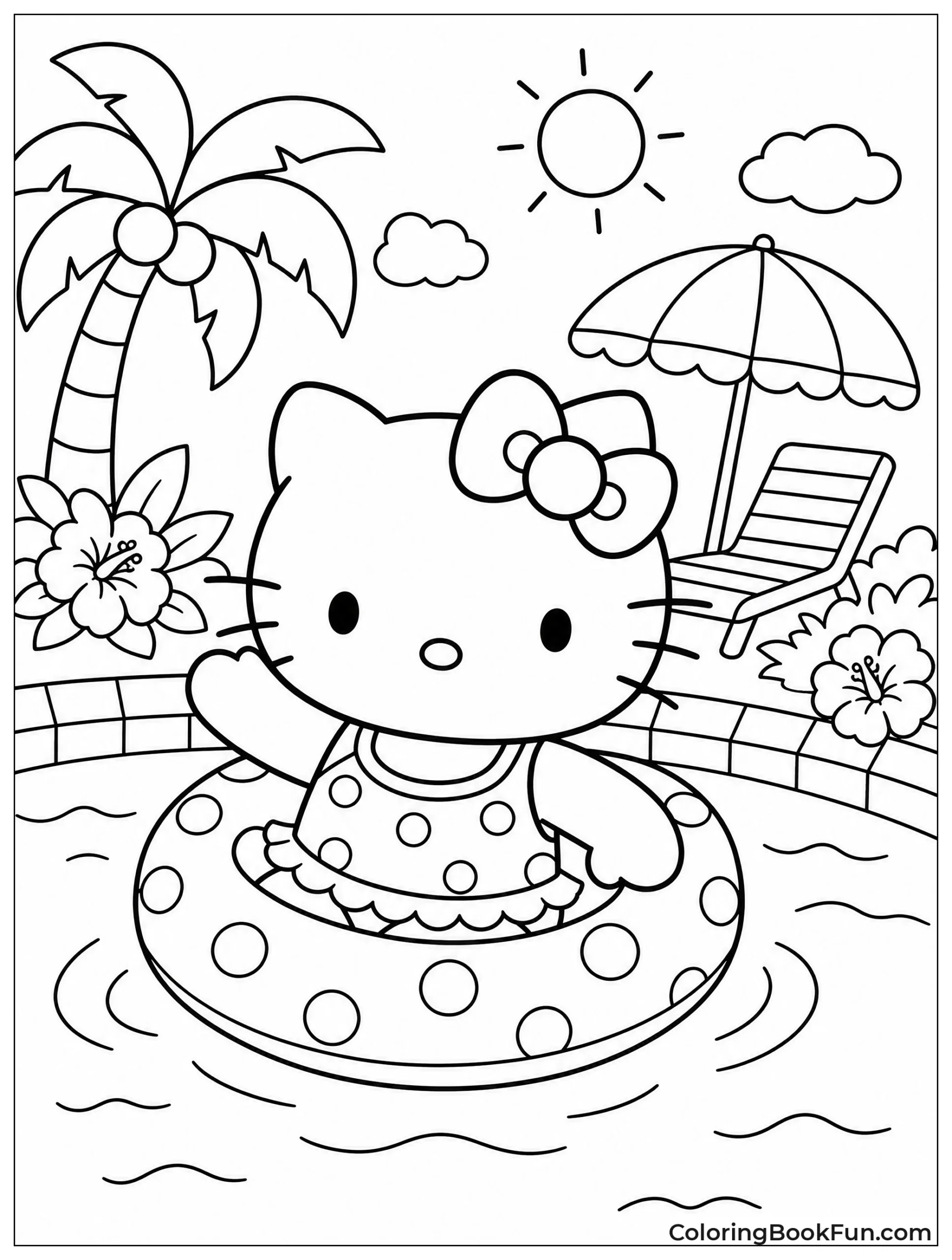 Hello Kitty Swims with a Float