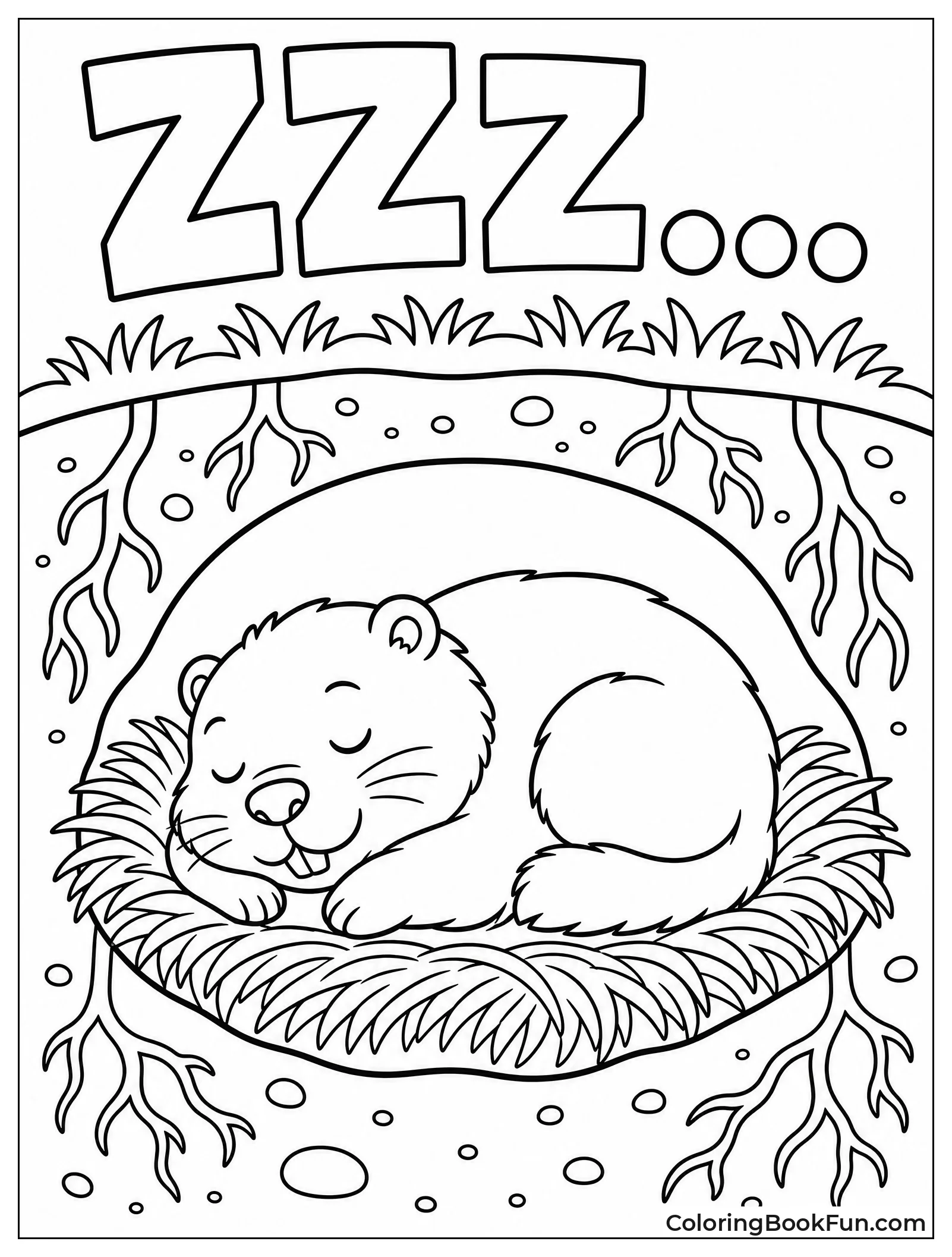 Groundhog Sleeping in Its Burrow
