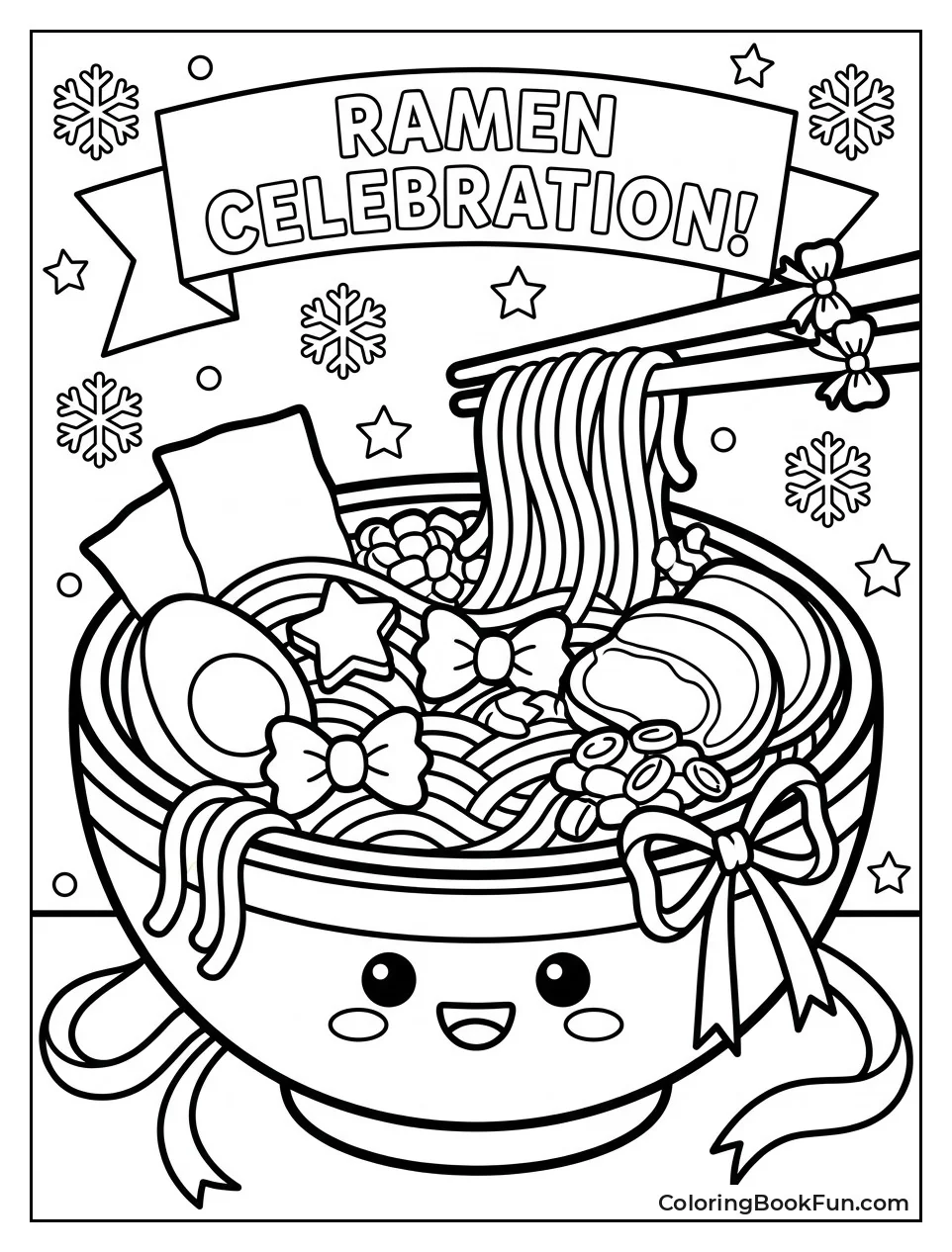 Festive Ramen with Holiday Ribbons