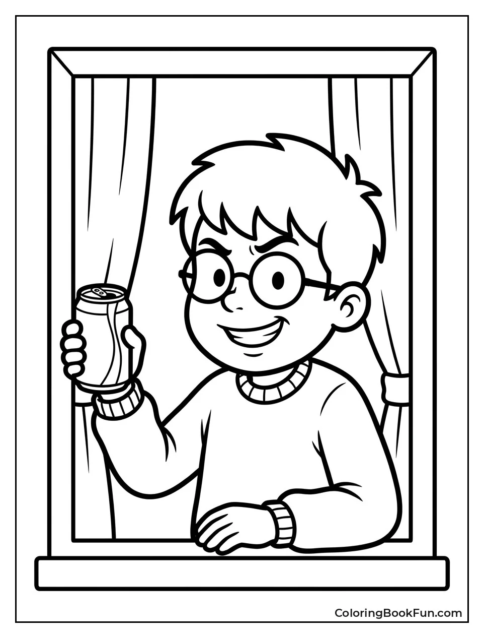 Fuller Holds Soda Can and Grins