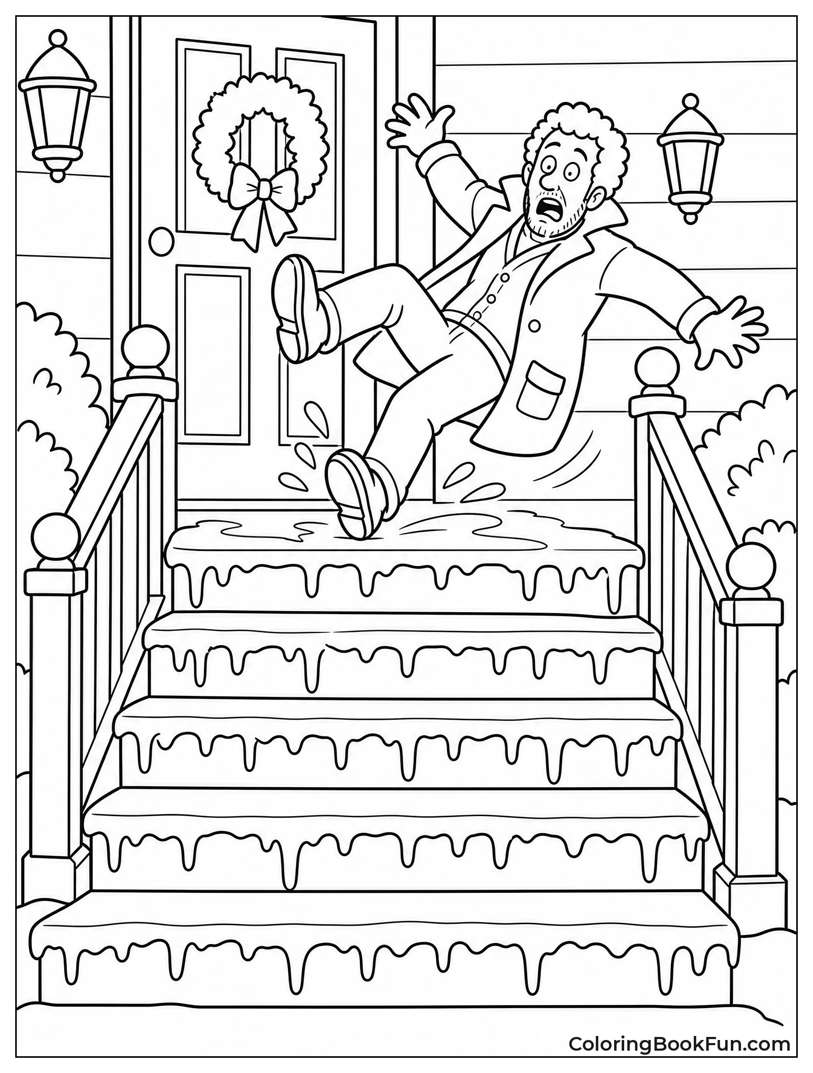 Marv Slips on Icy Steps