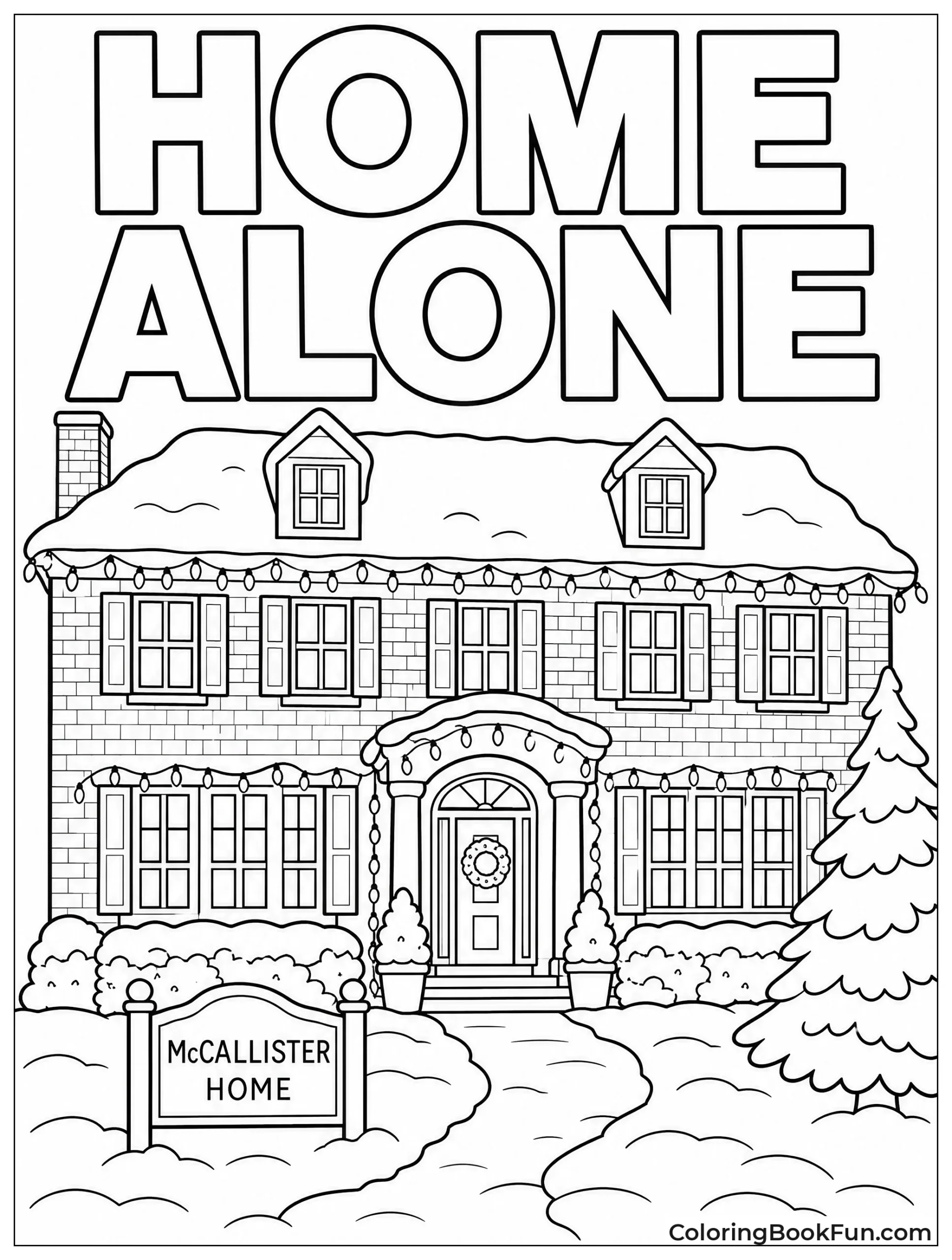 Snow Covers McCallister House at Night