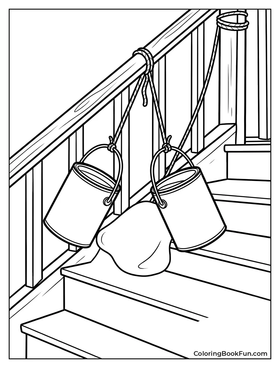 Paint Cans Swing on Ropes