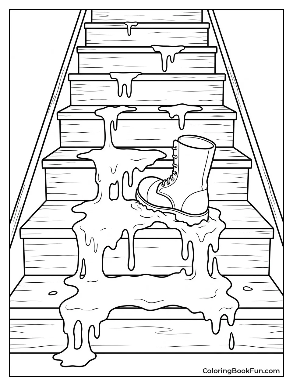 Boot Sticks on Tar Covered Stairs