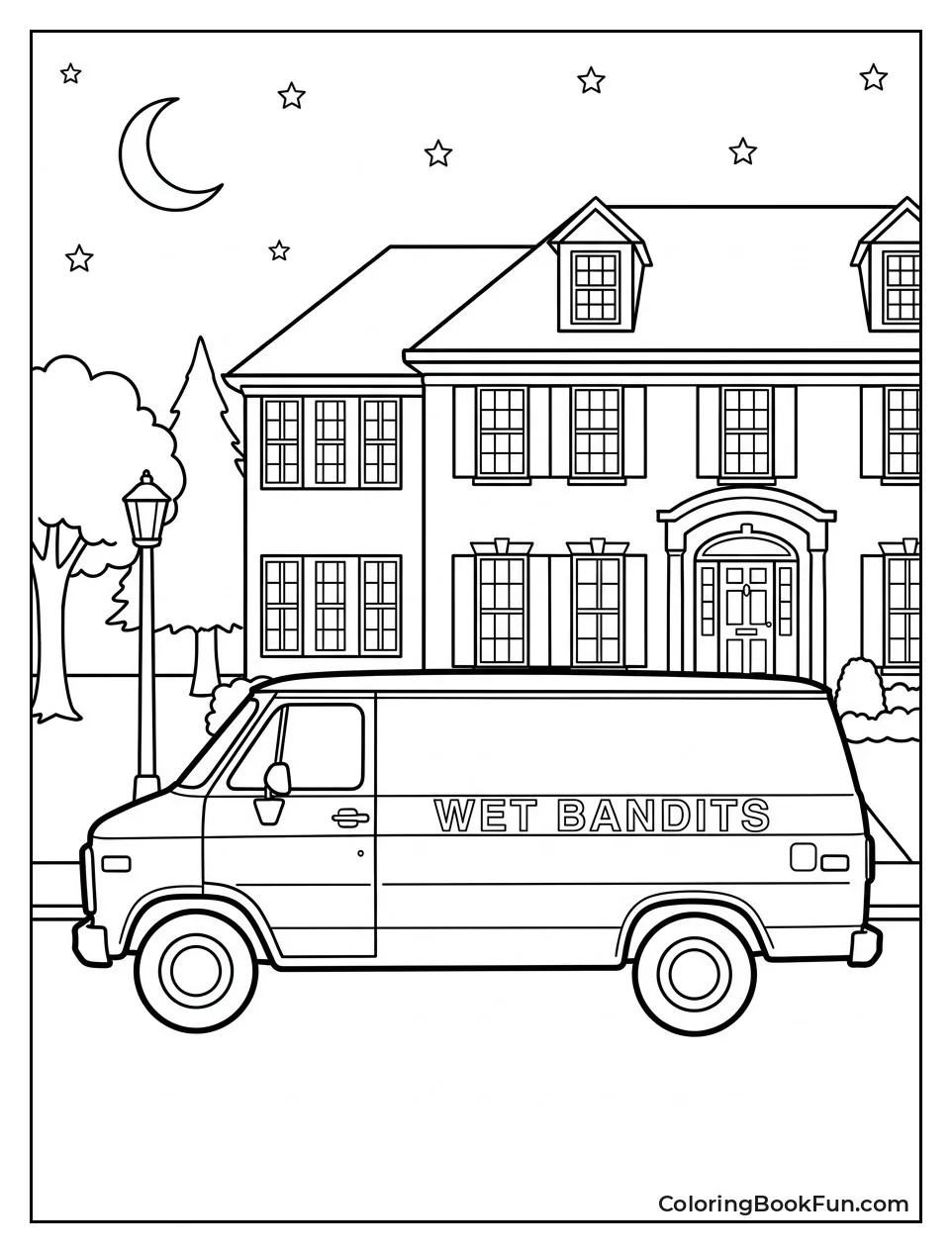 Wet Bandits Van Parks Outside House