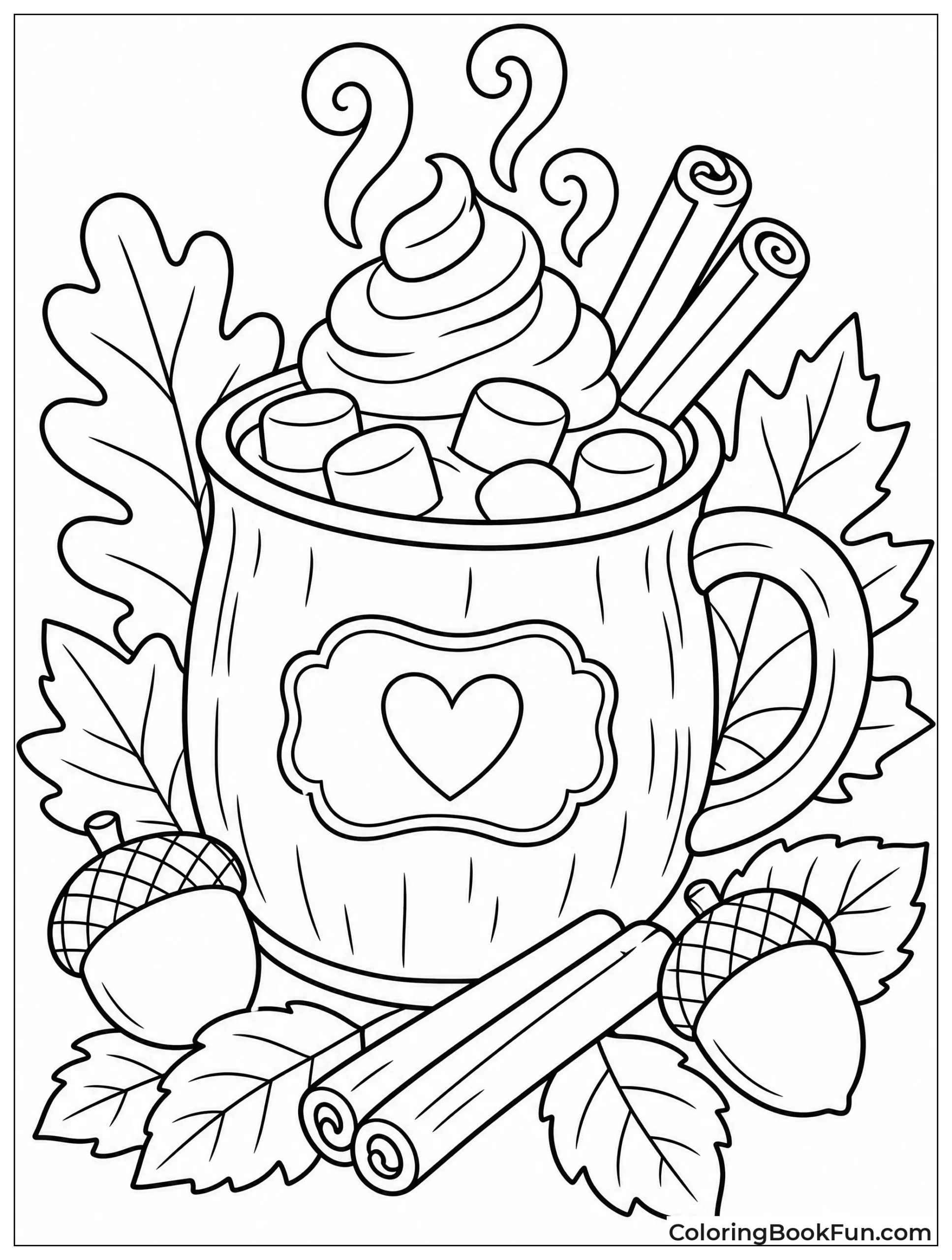 Rustic Mug with Autumn Leaves