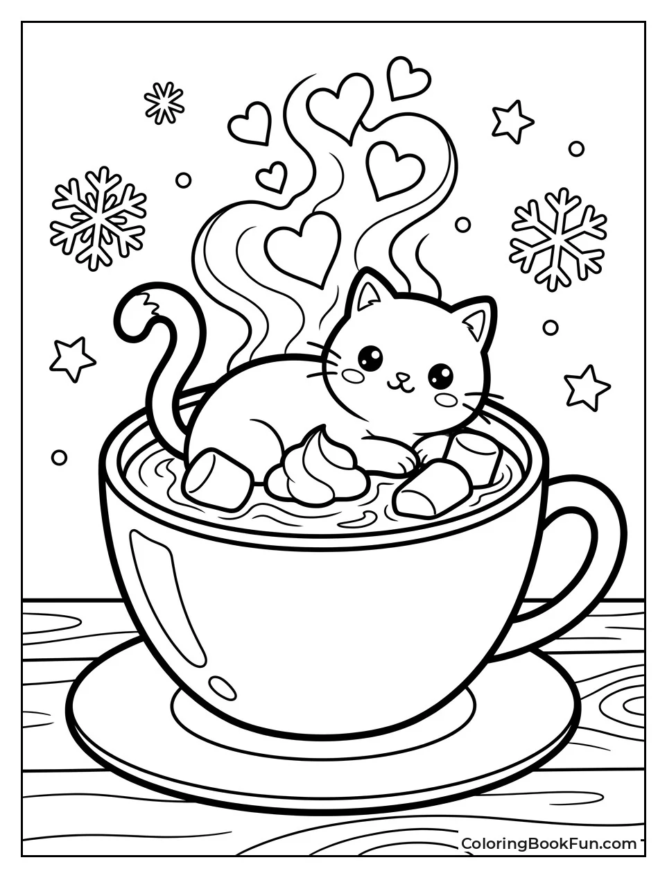 Kawaii Cat in Cocoa Cup