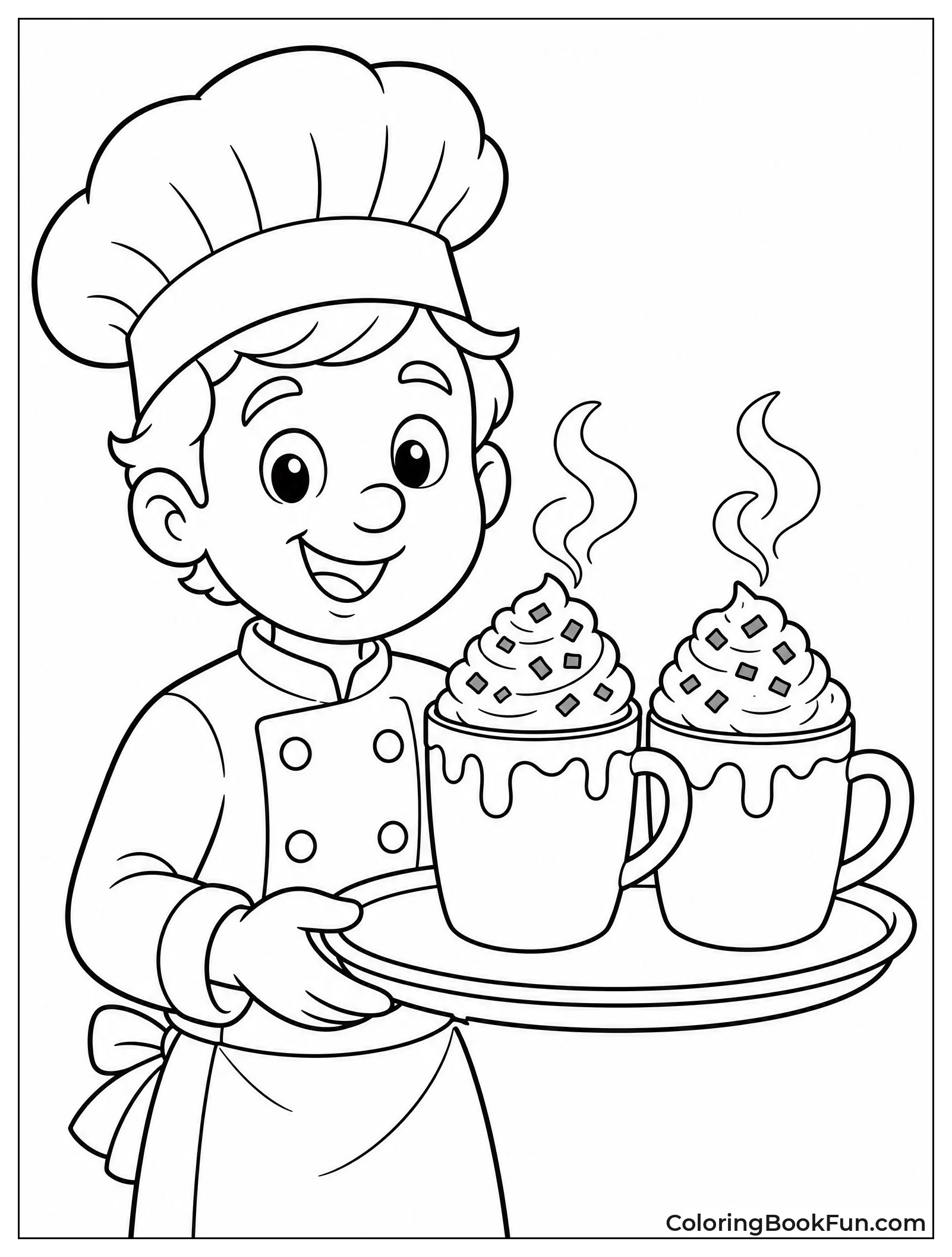 Chef Serving Cocoa on Tray