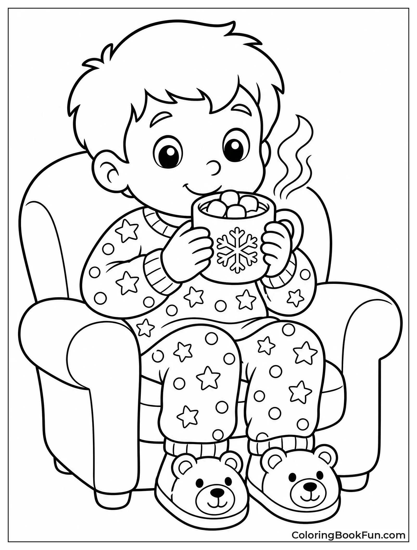 Happy Kid Sipping Hot Cocoa