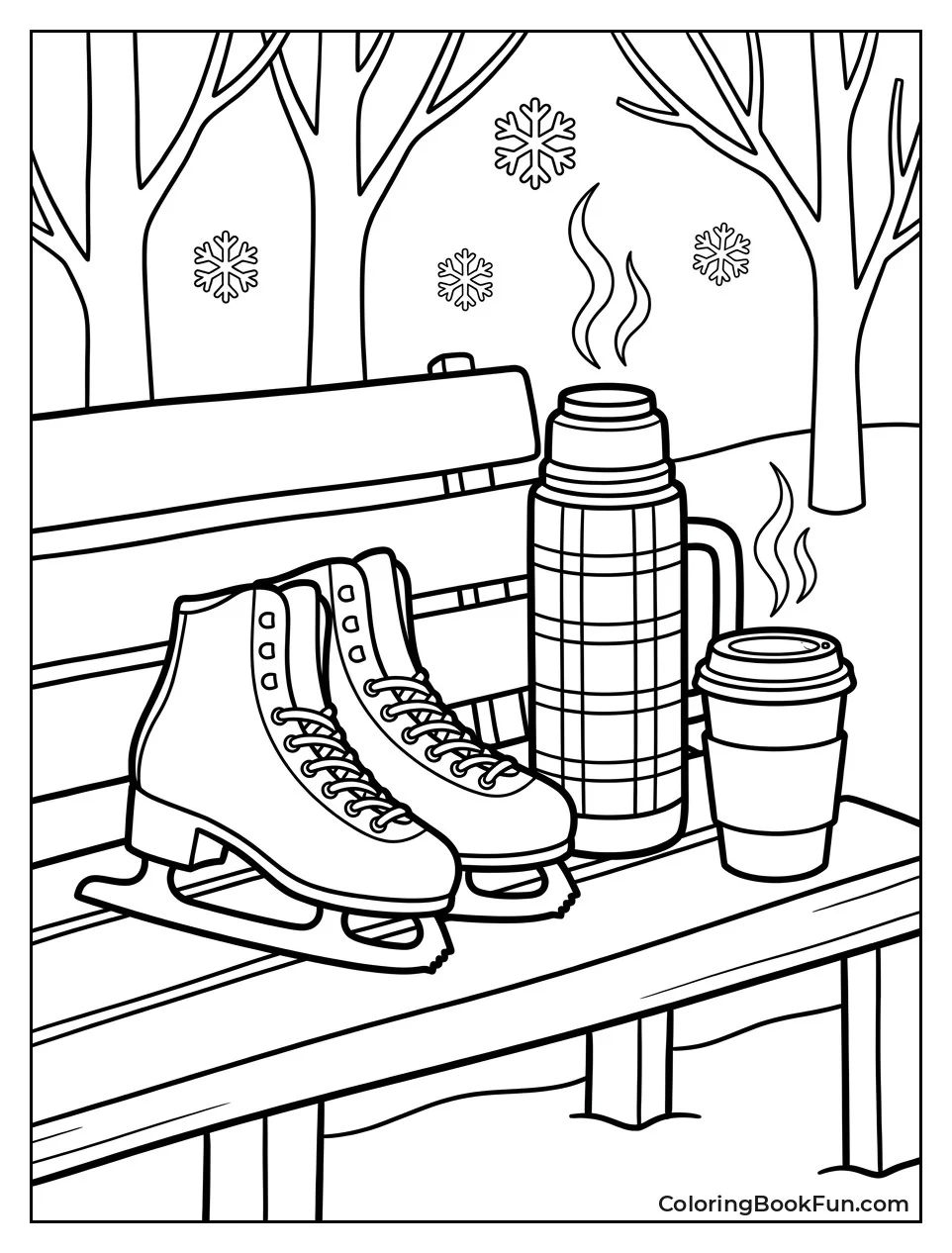 Skates beside Cocoa on Bench