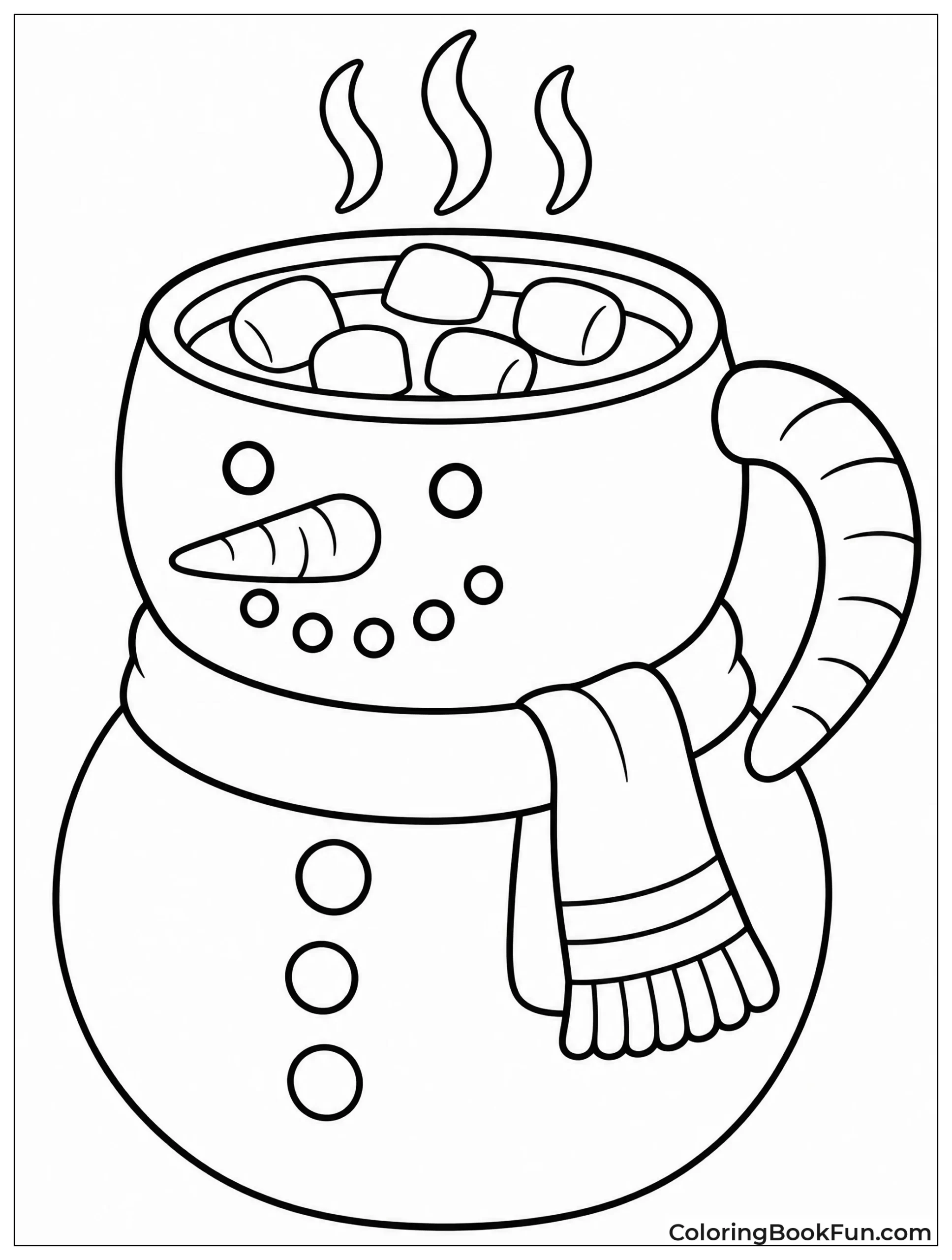 Snowman Mug Filled with Cocoa
