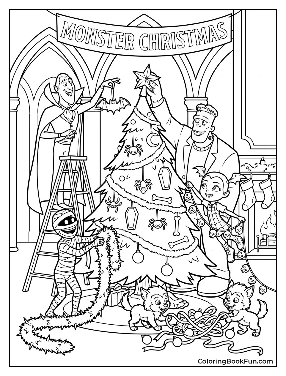 Monsters Decorating for Christmas
