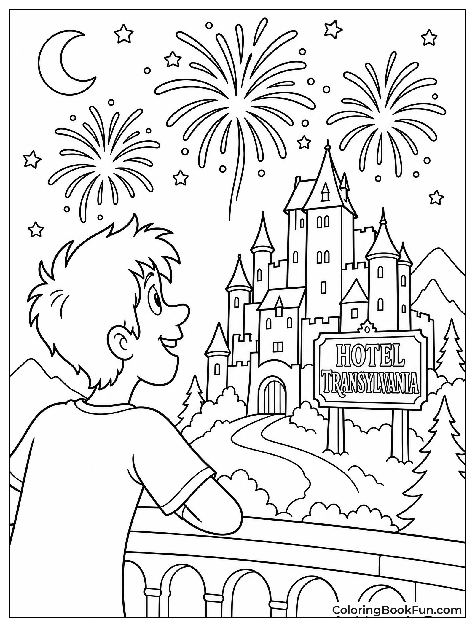 Johnny Watching Colorful Fireworks