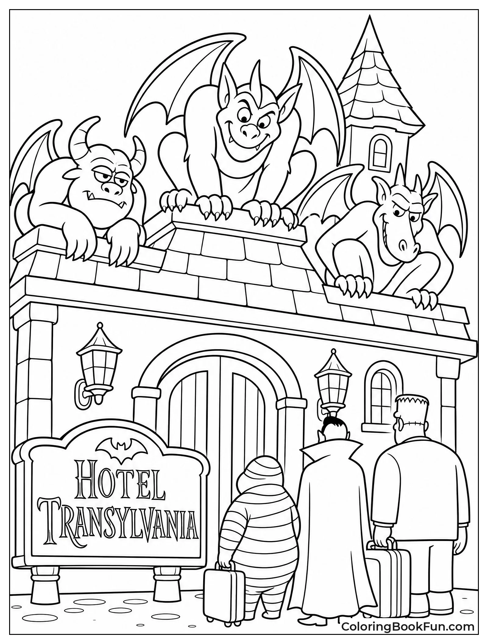 Gargoyles Watching over Hotel Roof