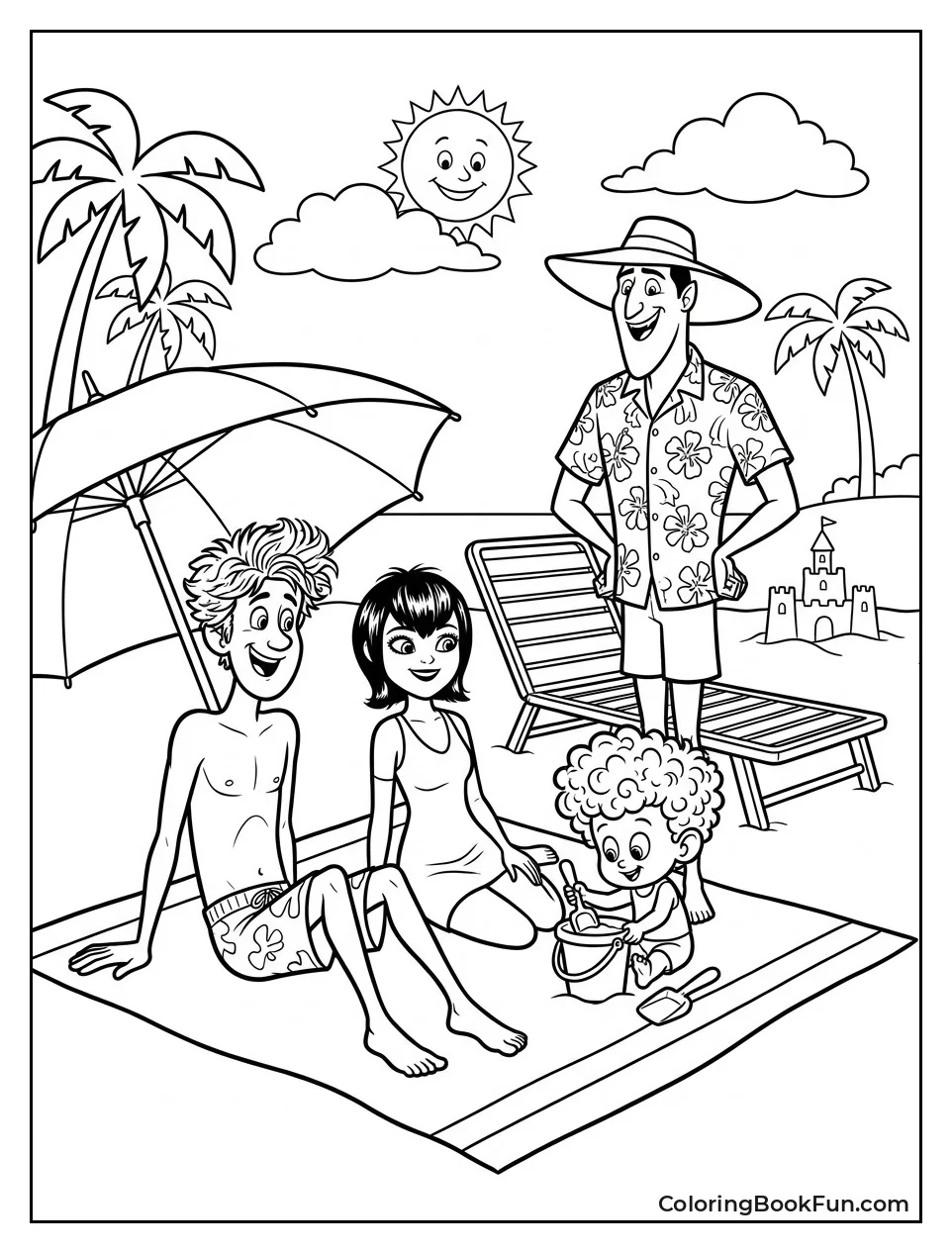 Family Enjoying Sunny Beach Day