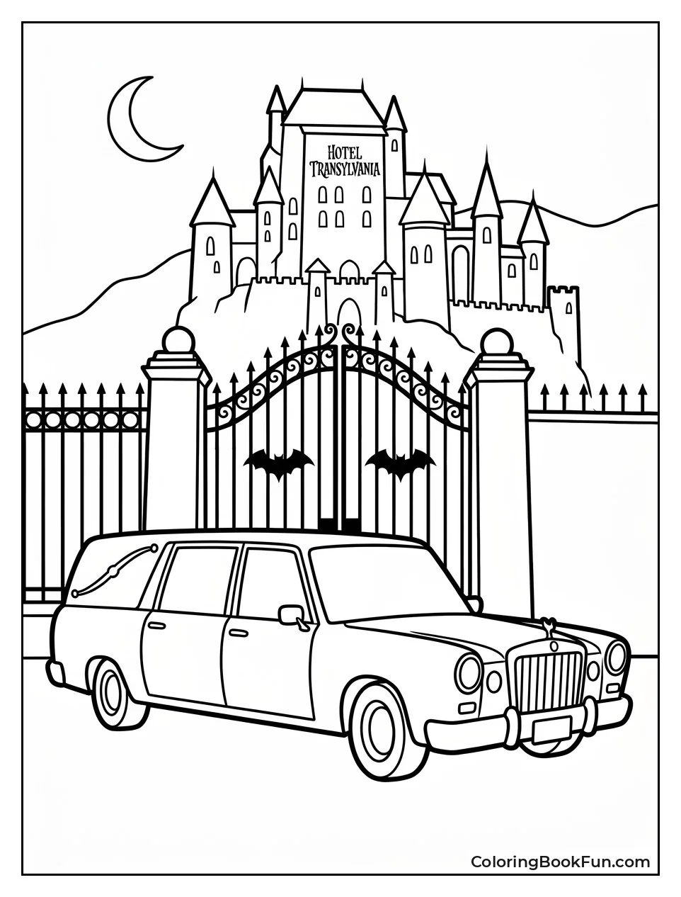 Spooky Hearse Limo at Gates