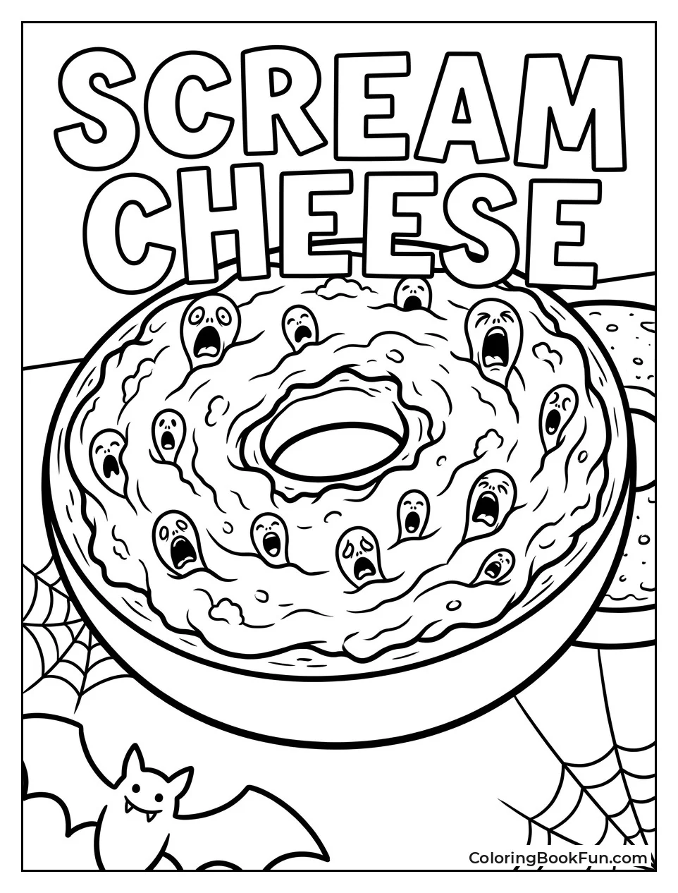 Bagel with Scream Cheese Faces
