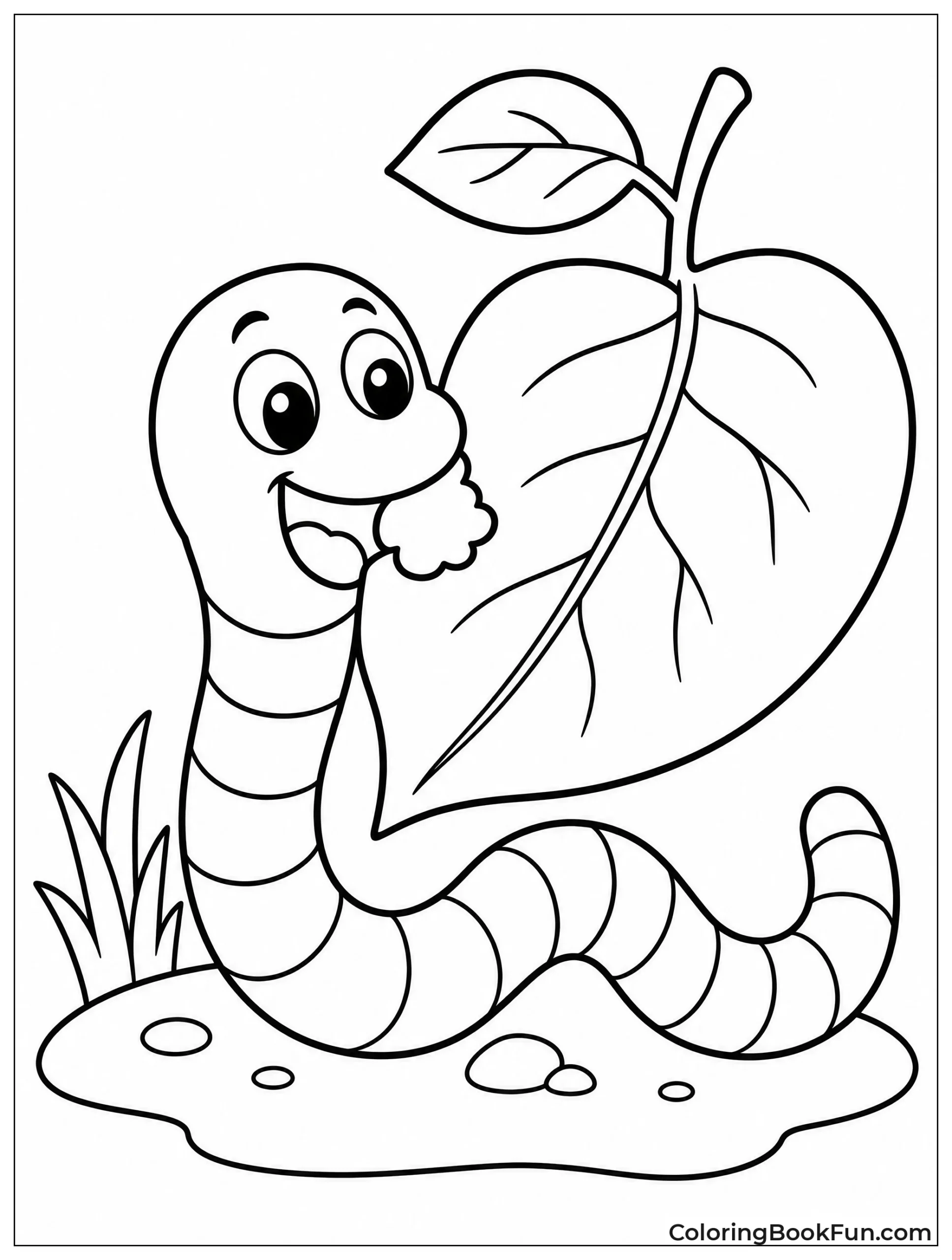 Hungry Worm Munching on Apple