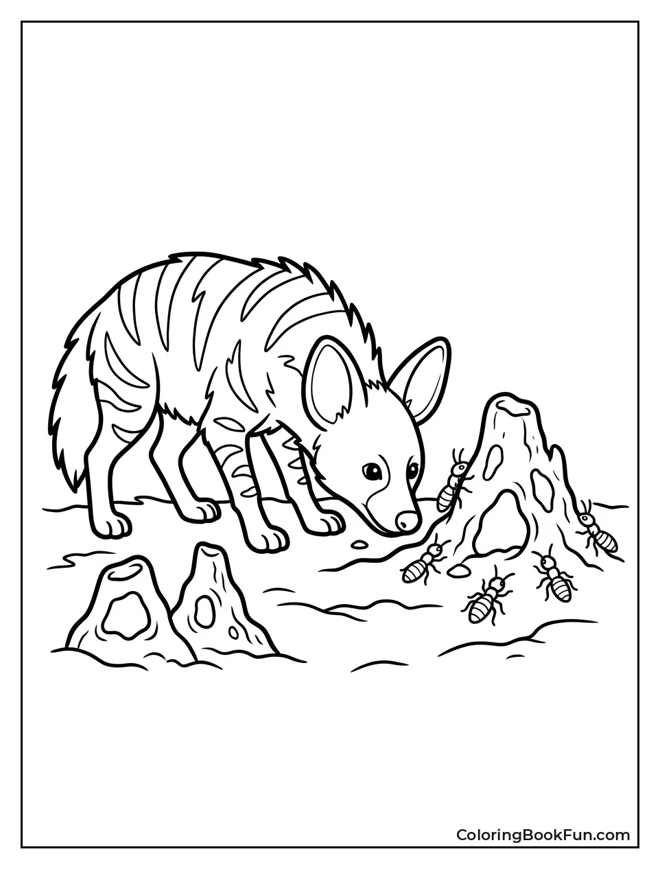 Aardwolf Searching for Termites