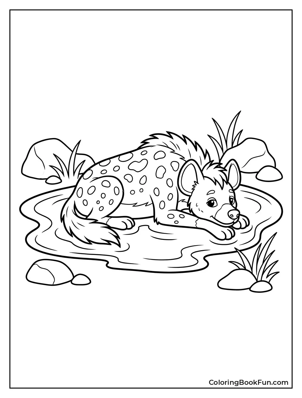 Hyena Lying in Mud Puddle