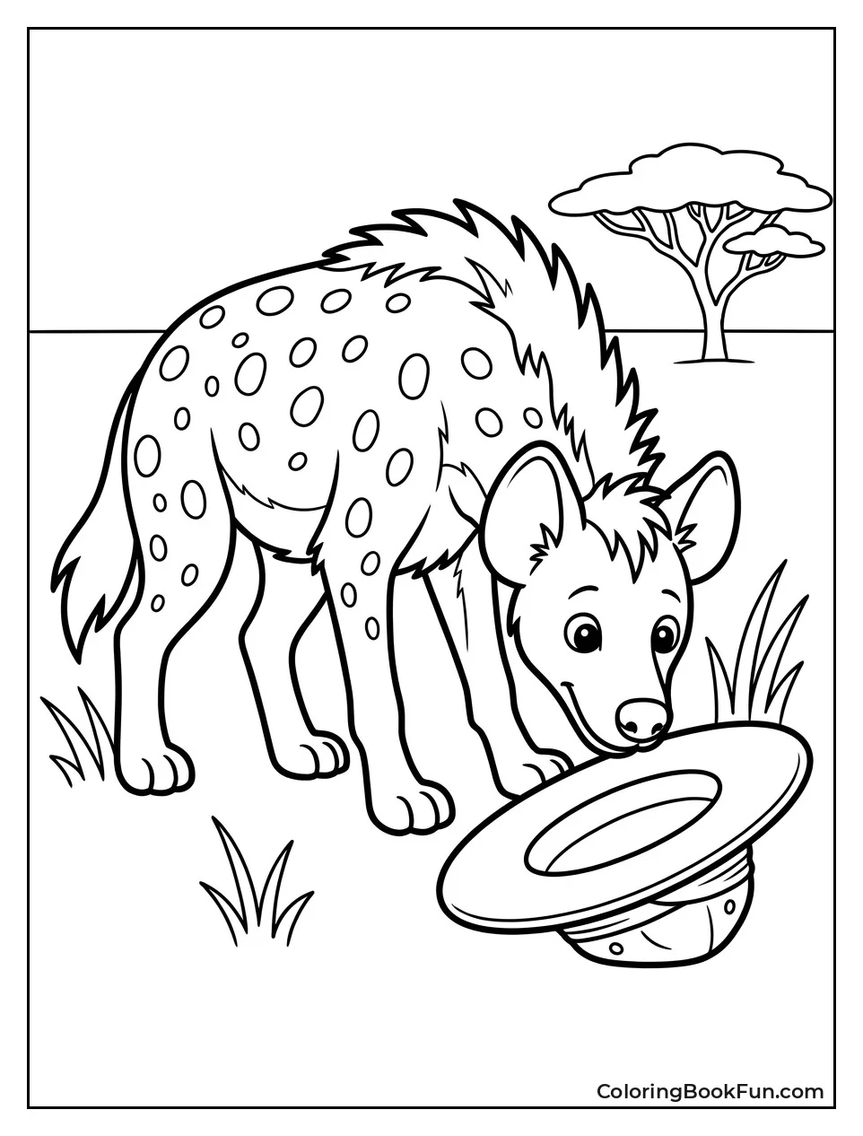 Hyena Sniffing a Safari Hat