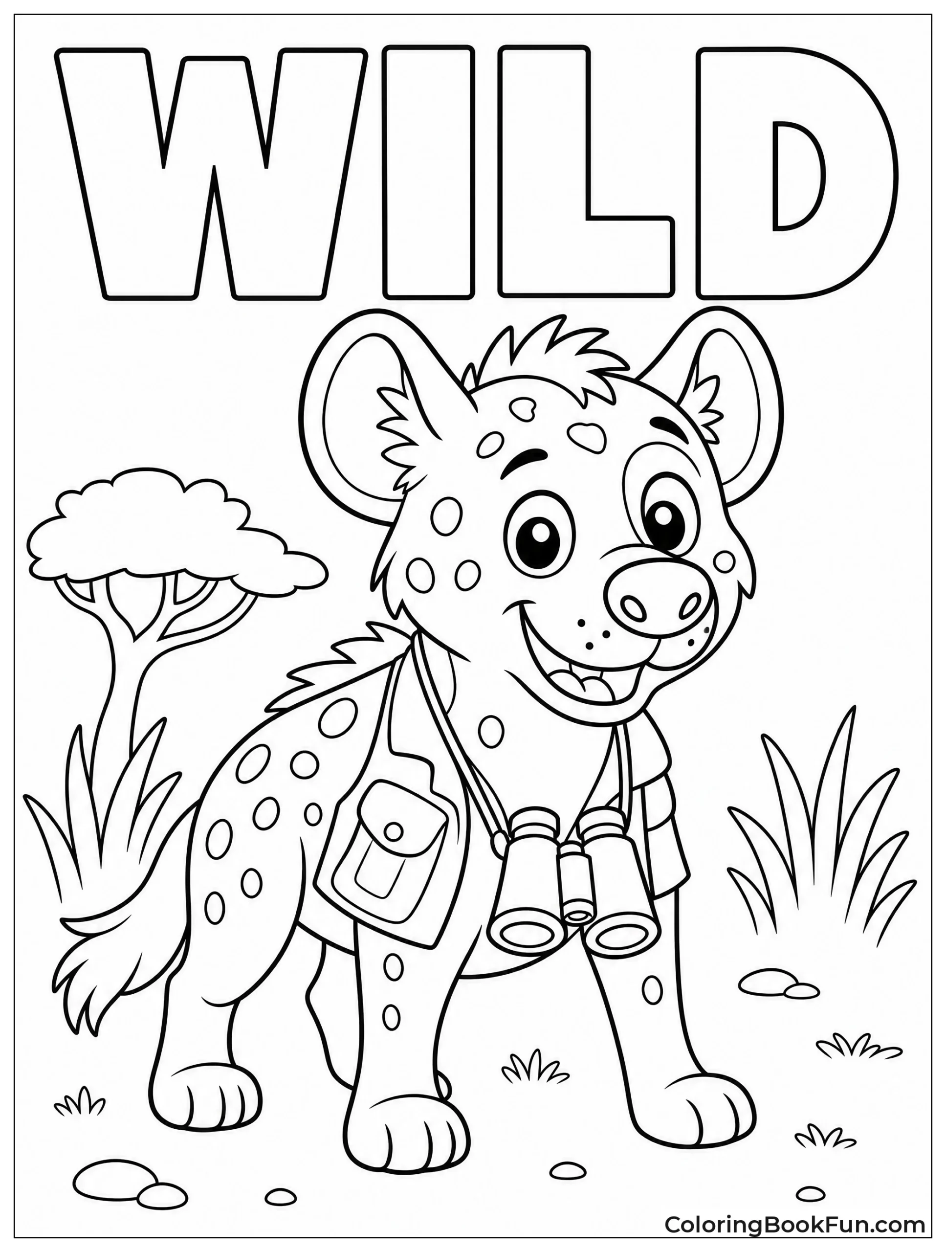 Cartoon Hyena Wearing Safari Vest