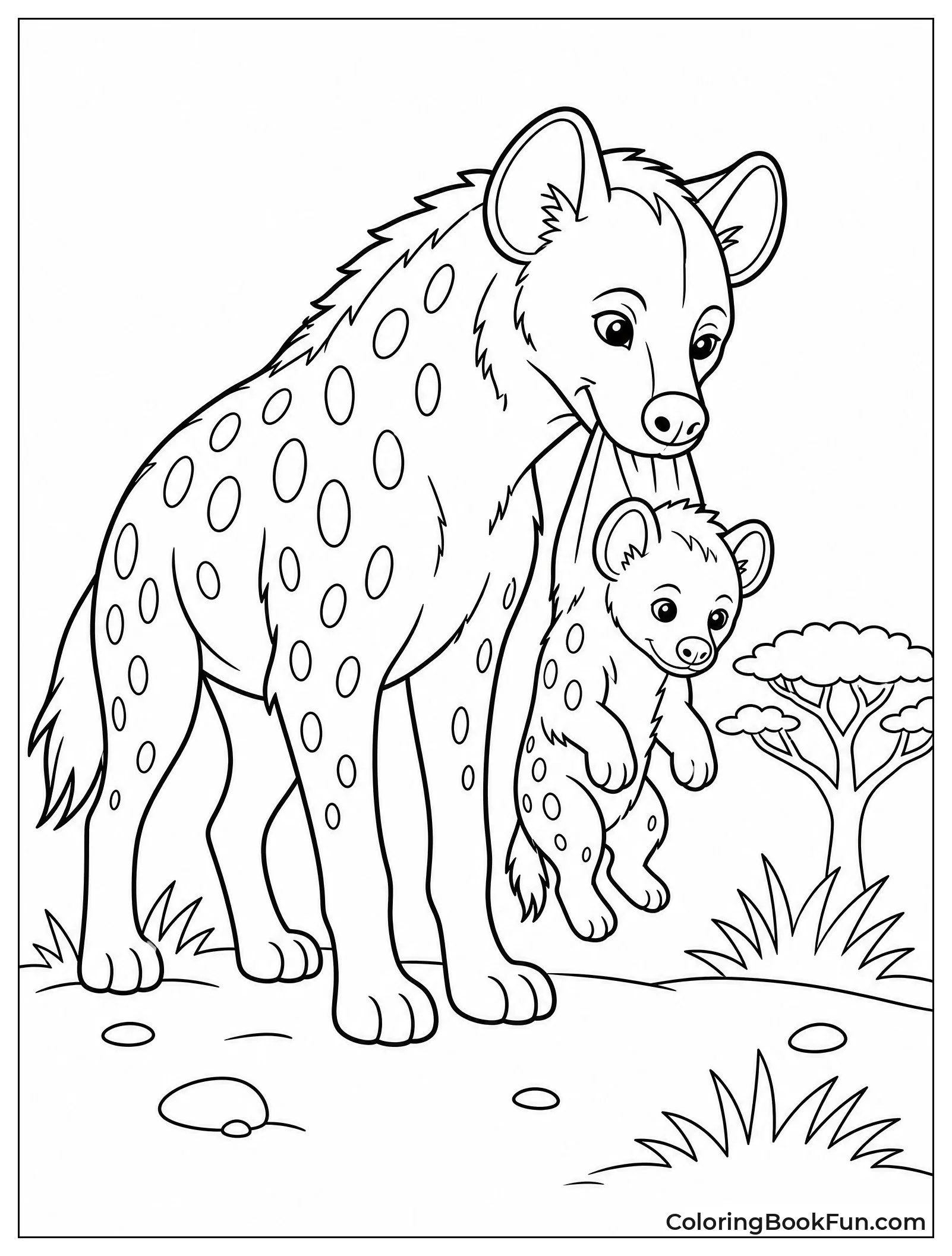 Mother Hyena Carrying Her Cub