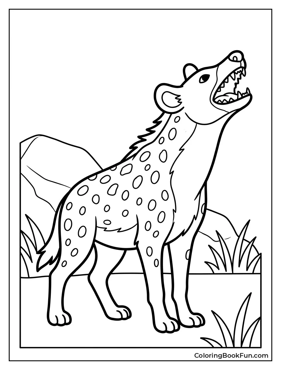 Hyena Howling with Mouth Open
