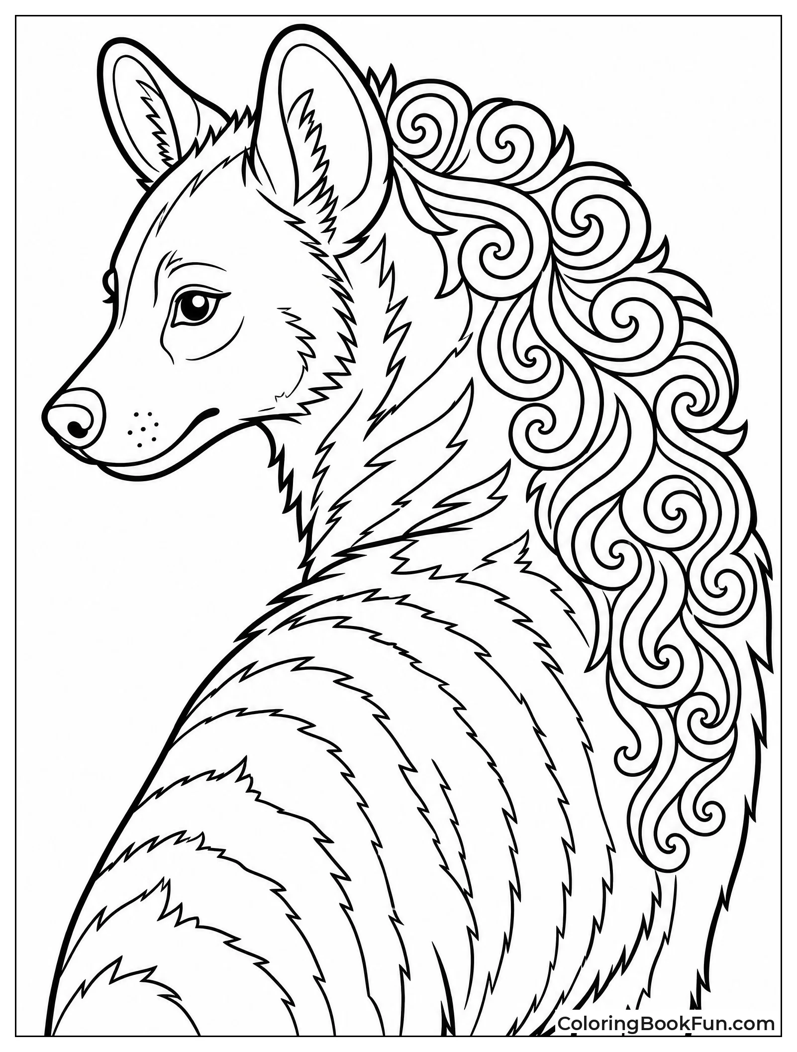 Striped Hyena with Swirly Mane