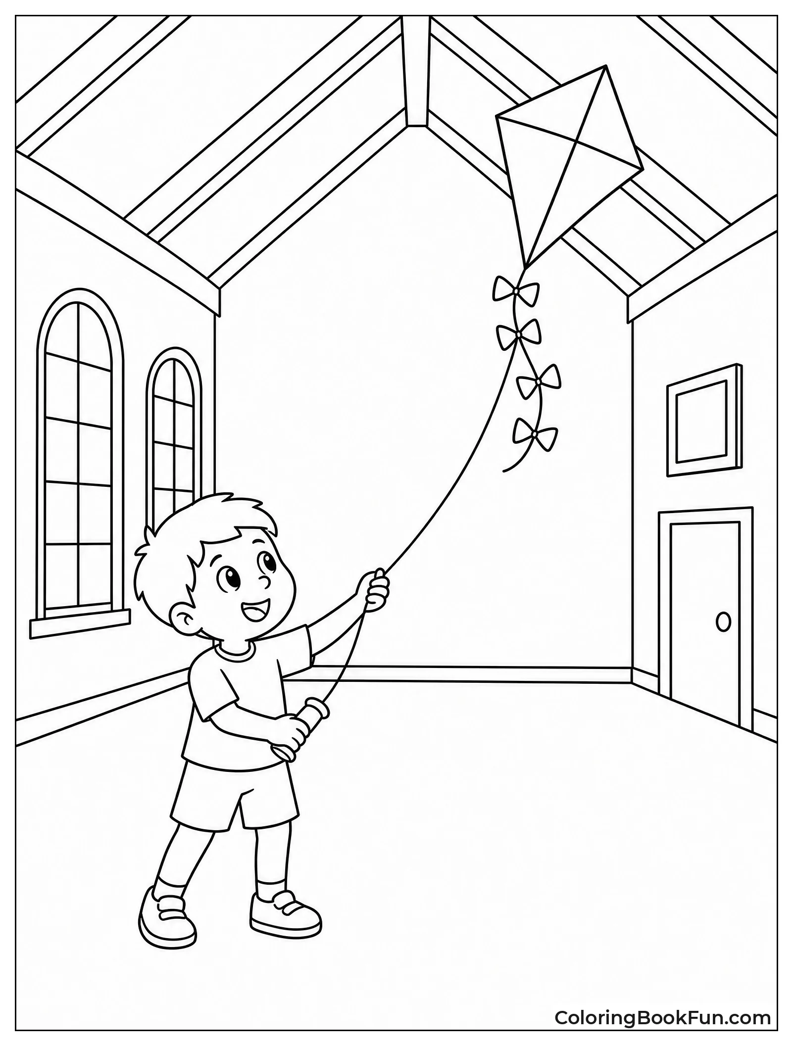 Kid Flies Kite Indoors