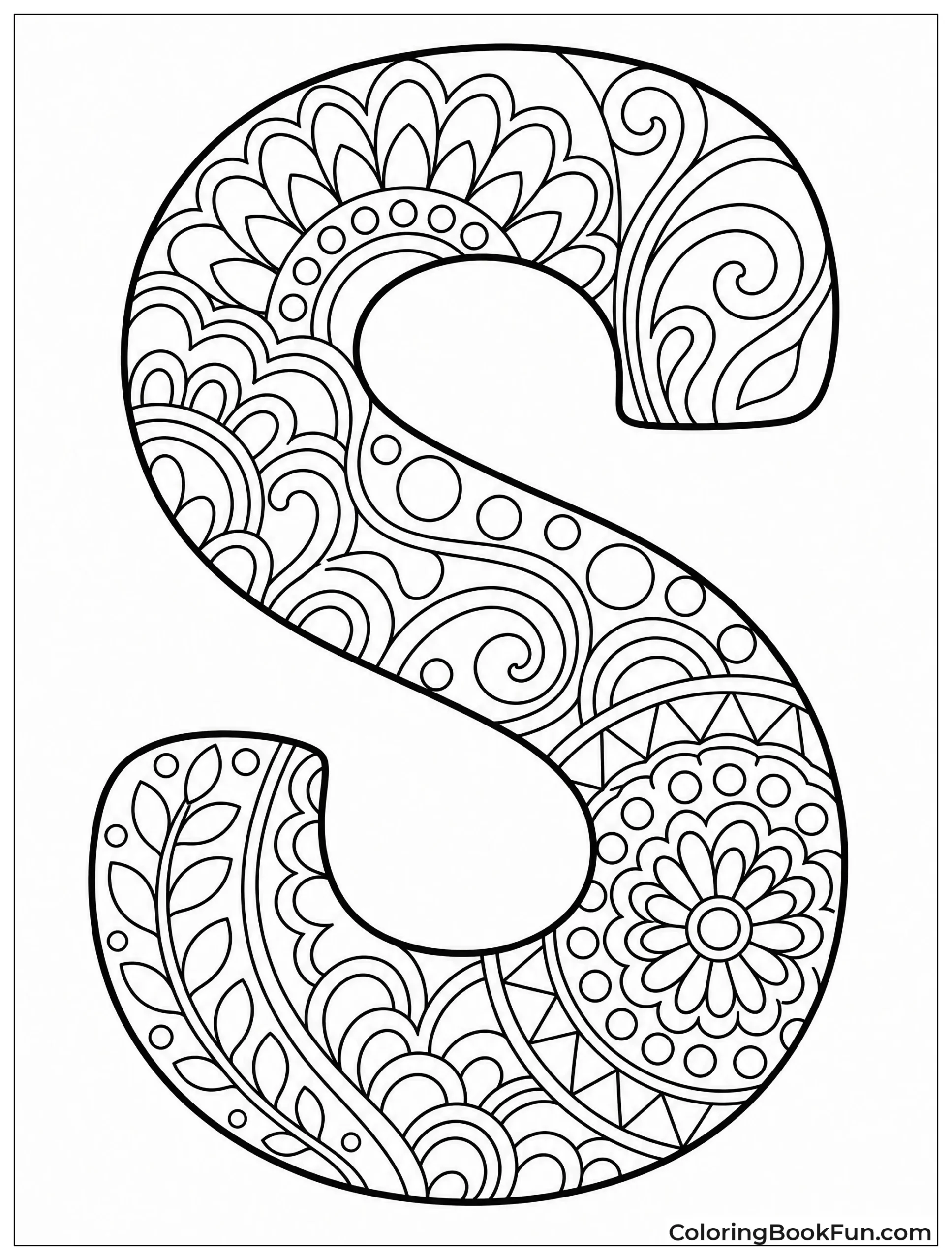 Letter S Full of Complex Patterns