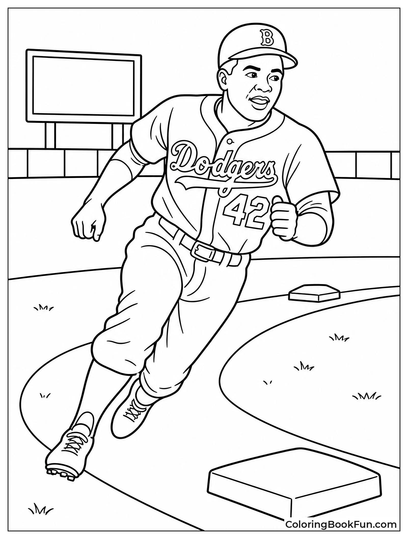 Jackie Sprinting Between First and Second Base