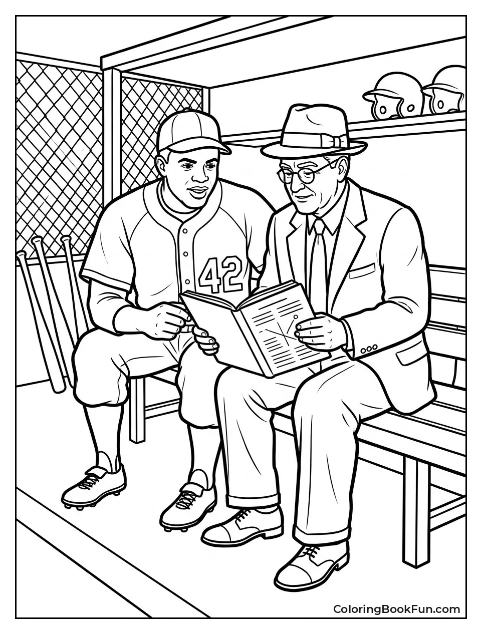 Jackie and Branch Rickey in Dugout