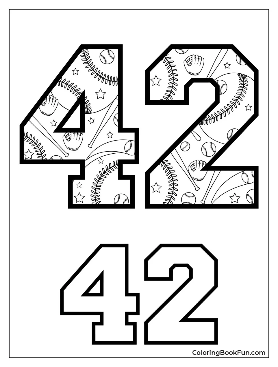 Large Number 42 With Baseball Patterns