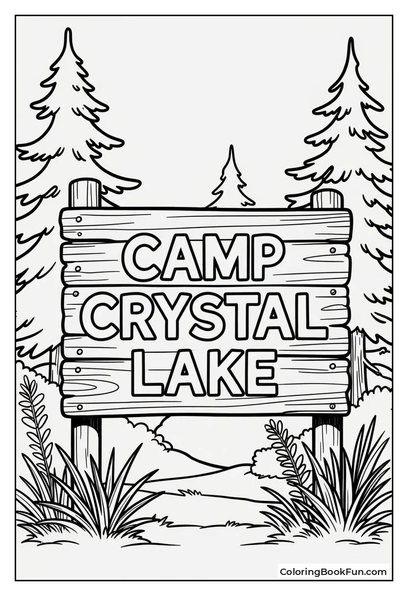 Welcome Sign at Camp Crystal Lake