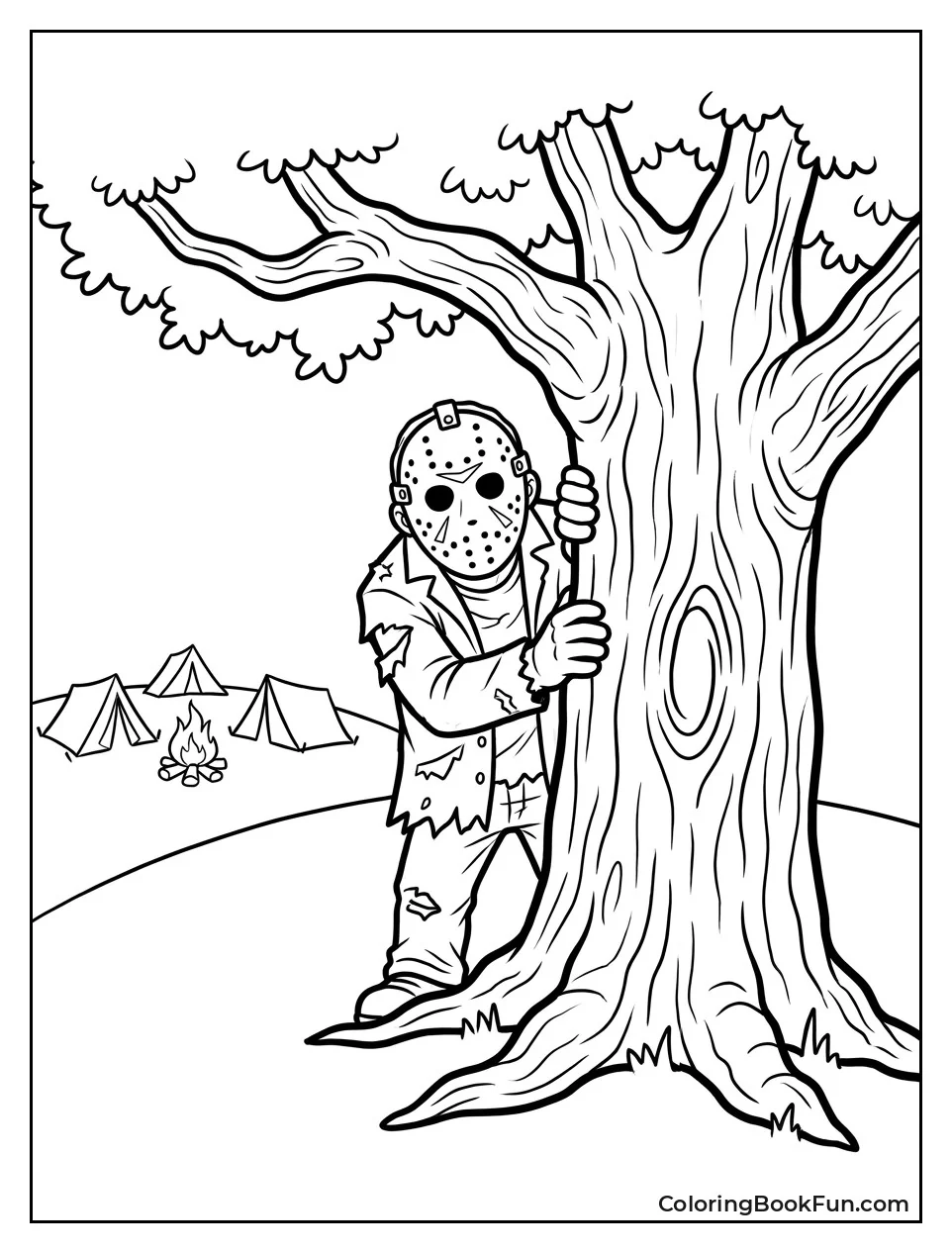Jason Peeking from Behind a Tree