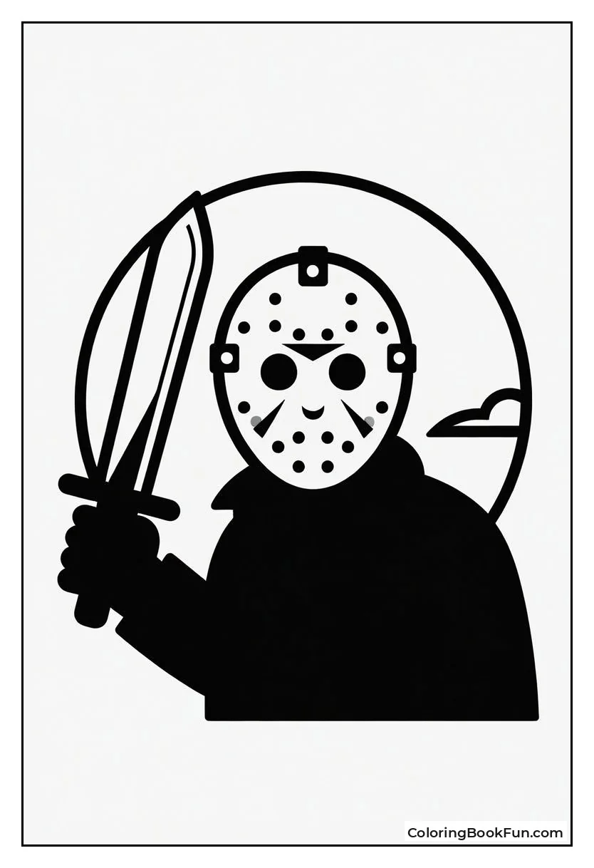 Jason Silhouette with Machete and Moon