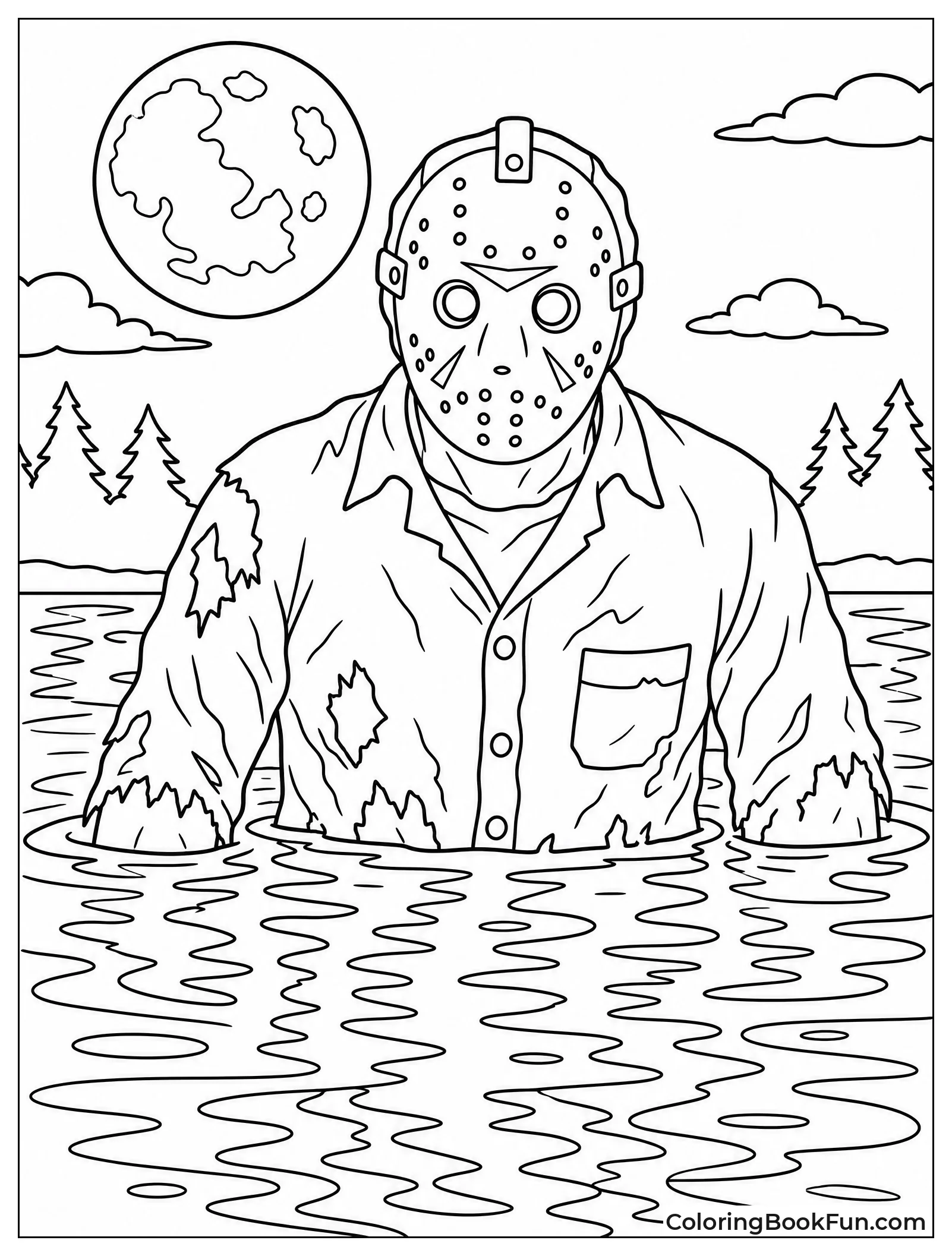 Jason Rising from the Lake at Night