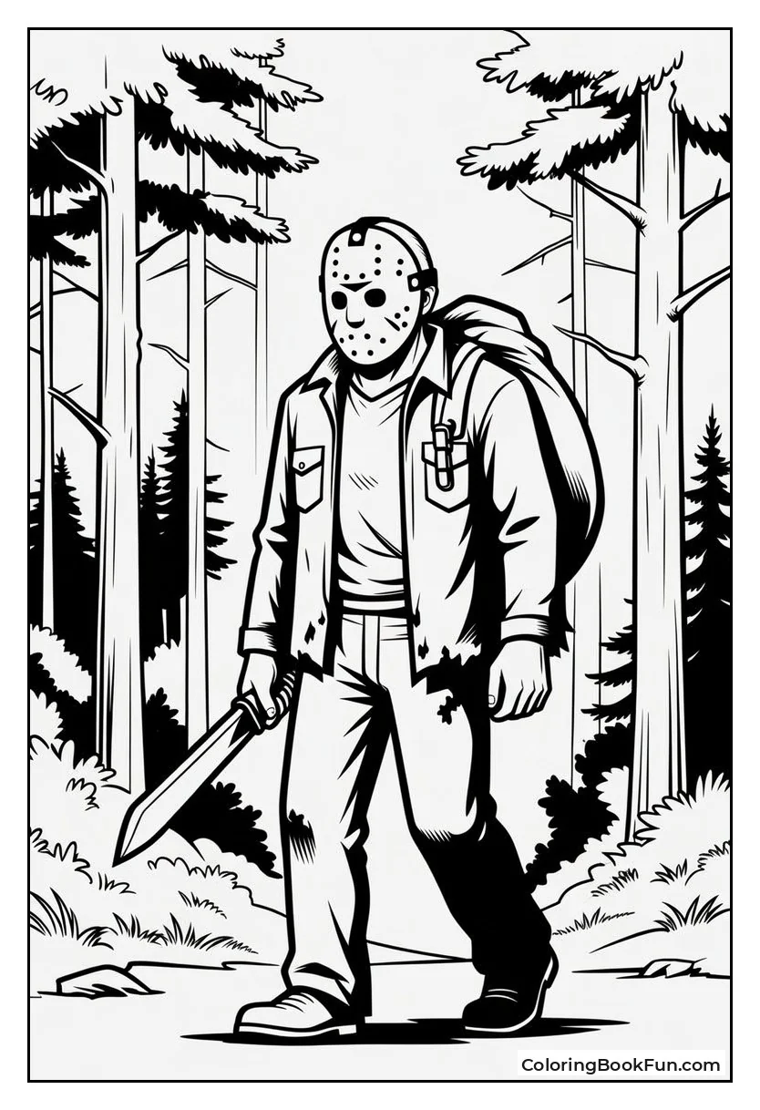 Jason Walking Through Dense Woods