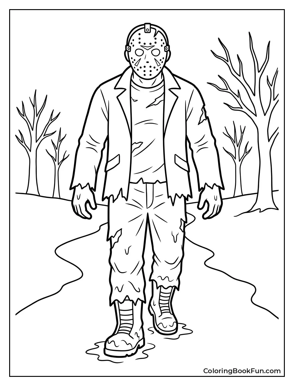 Jason Walking Forward in Tattered Clothes