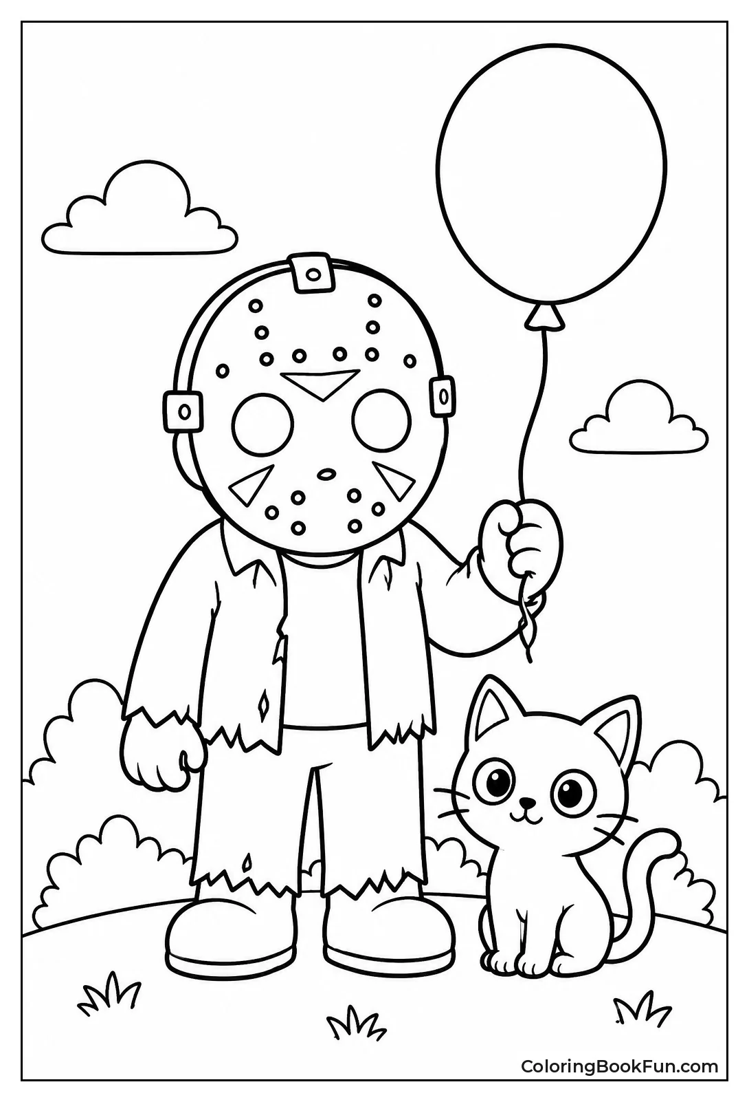 Kawaii Jason with Balloon and Cat