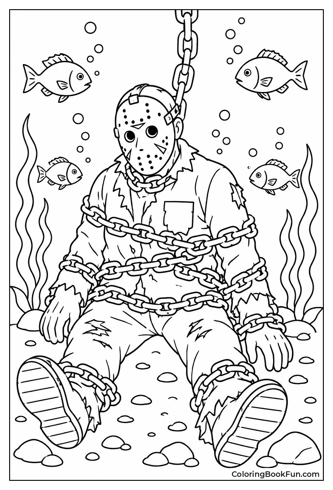 Jason Chained Underwater with Fish