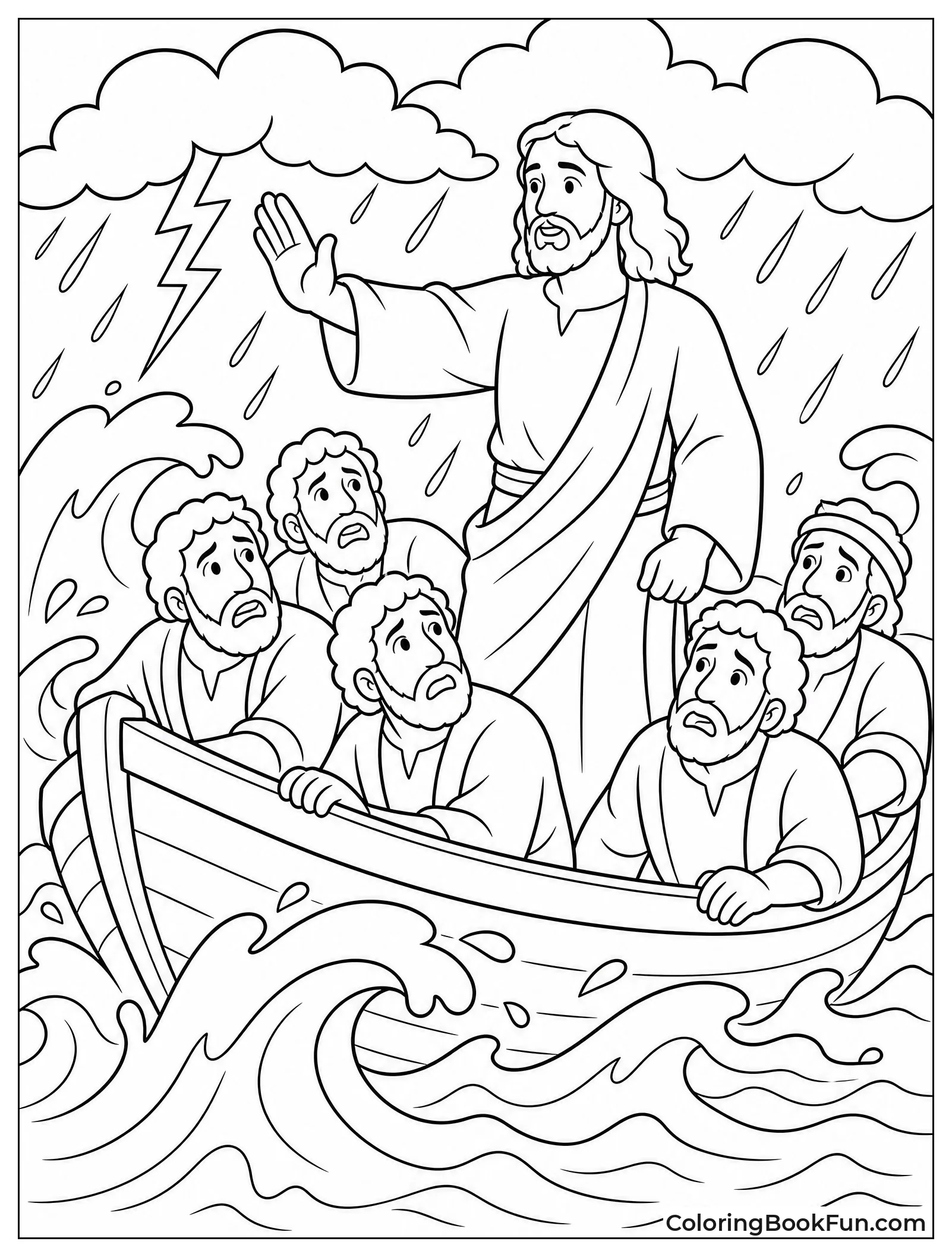 Jesus Calms Storm in Boat
